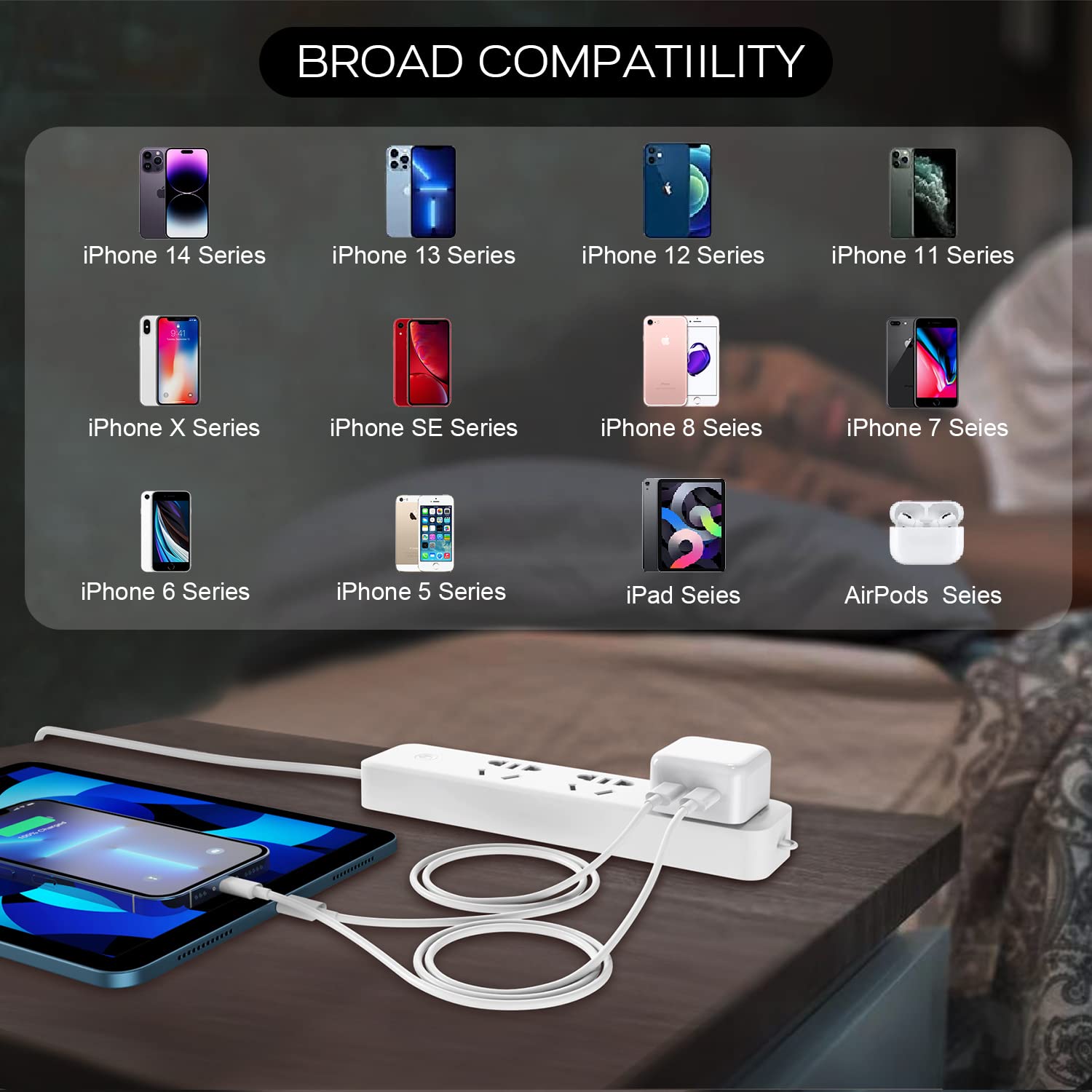 40W MFi Certified Fast Charger for iPhone 14/13/12/11/X Series - Dual USB C Wall Charger with 10FT Lightning Cable - High Speed Charging for Home, Office & Travel - Perfect for iPhone Users Who Need Fast Charging On The Go