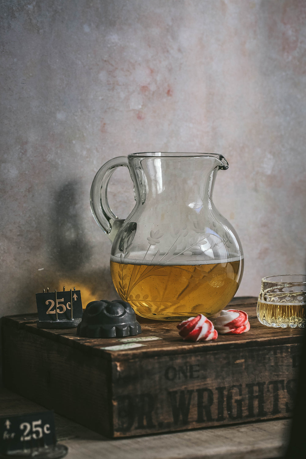 Handcrafted Round Etched Glass Pitcher - Elegant Artisan Design for Iced Tea, Lemonade & Cocktails - Perfect for Entertaining & Home Decor