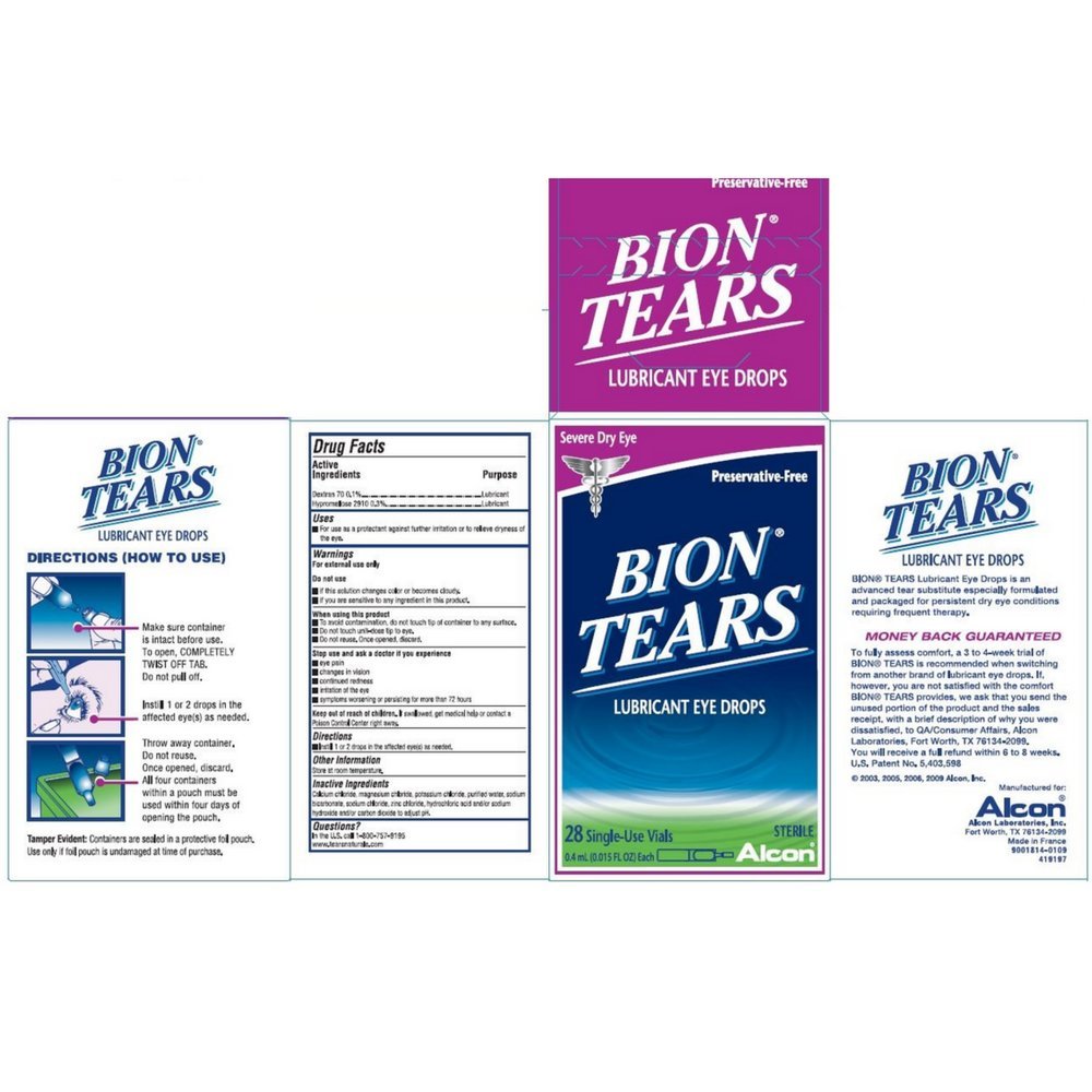 Bion Tears Lubricant Eye Drops - 28 Single-Use Vials (Pack of 9) | Dry Eye Relief for Contacts Wearers & Computer Users | Travel-Friendly Eye Care Solution