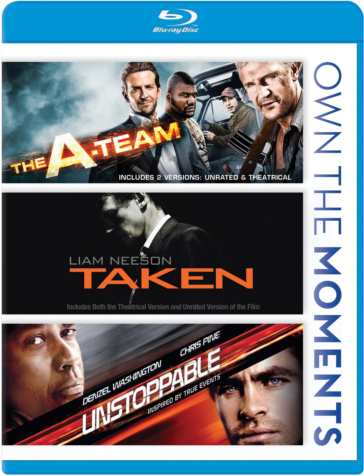 A-Team / Taken / Unstoppable - Action Movie Trilogy Blu-ray Set | High-Definition Action Films for Movie Nights & Home Theater Entertainment