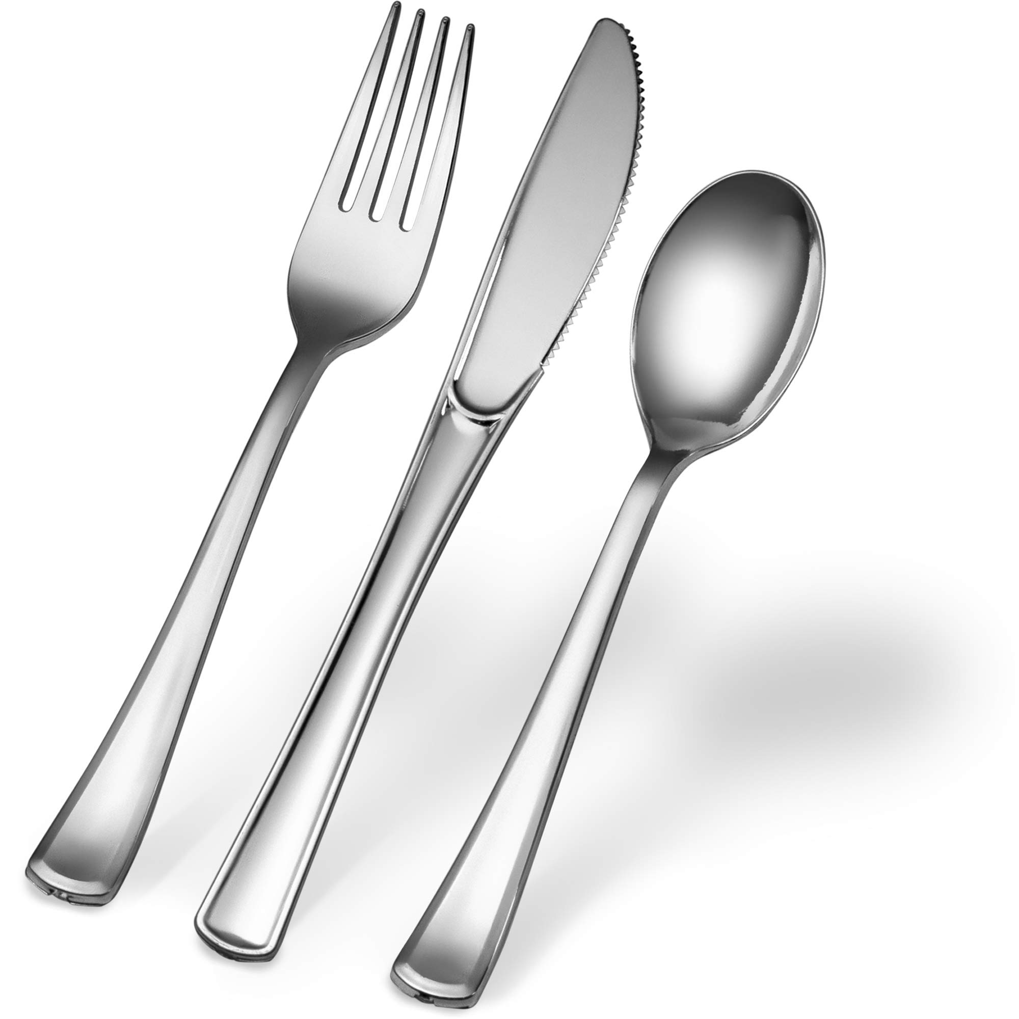 Premium Heavy Duty Silver Plastic Forks - Elegant Disposable Cutlery Set (40 Pack) - Perfect for Catering, Weddings, Parties & Restaurants - Durable & Stylish Tableware for Any Occasion