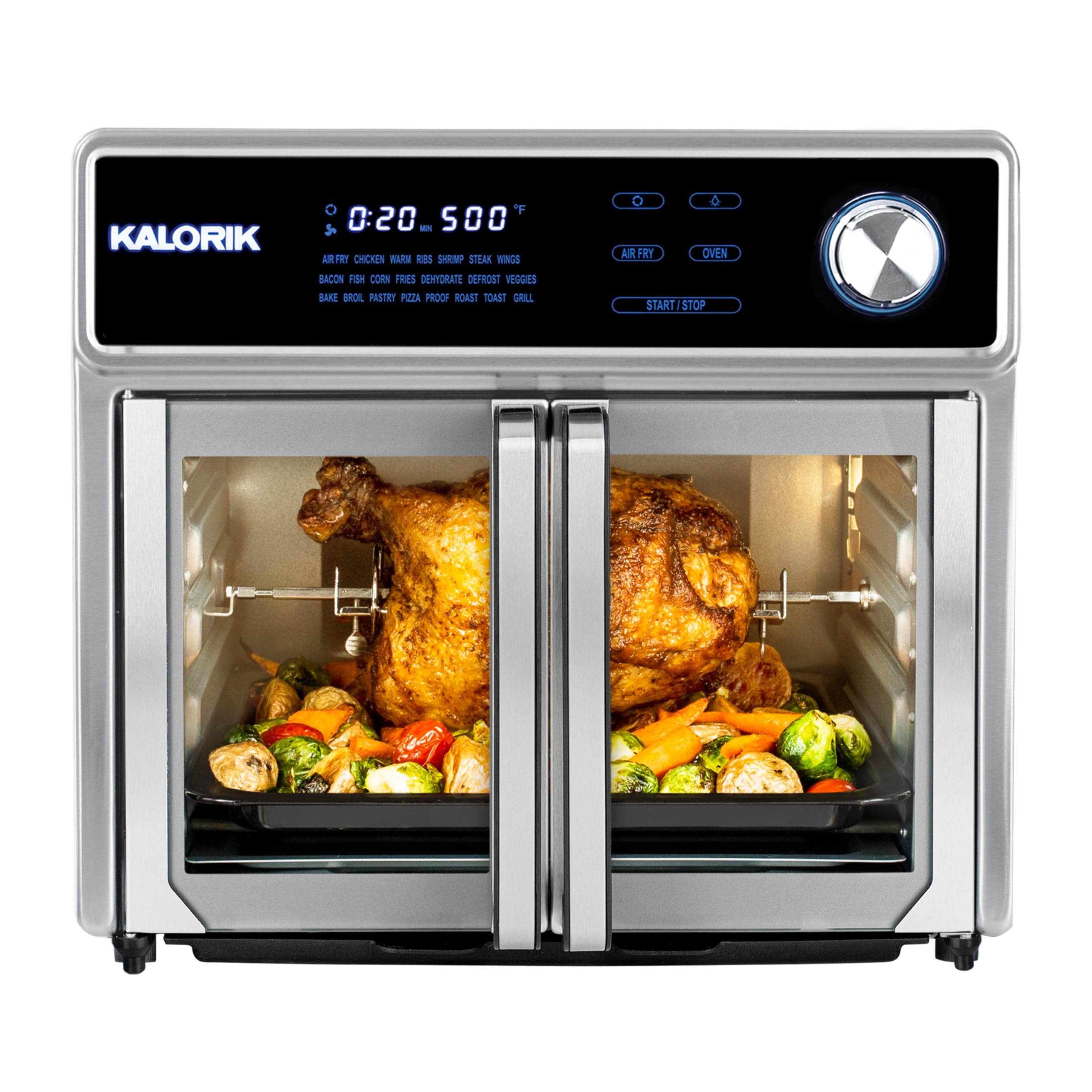 Kalorik MAXX 26 Quart Digital Air Fryer Oven Grill with 12-in-1 Functions - Stainless Steel (AFO 47631 SS2) - Perfect for Baking, Roasting, and Healthy Cooking at Home