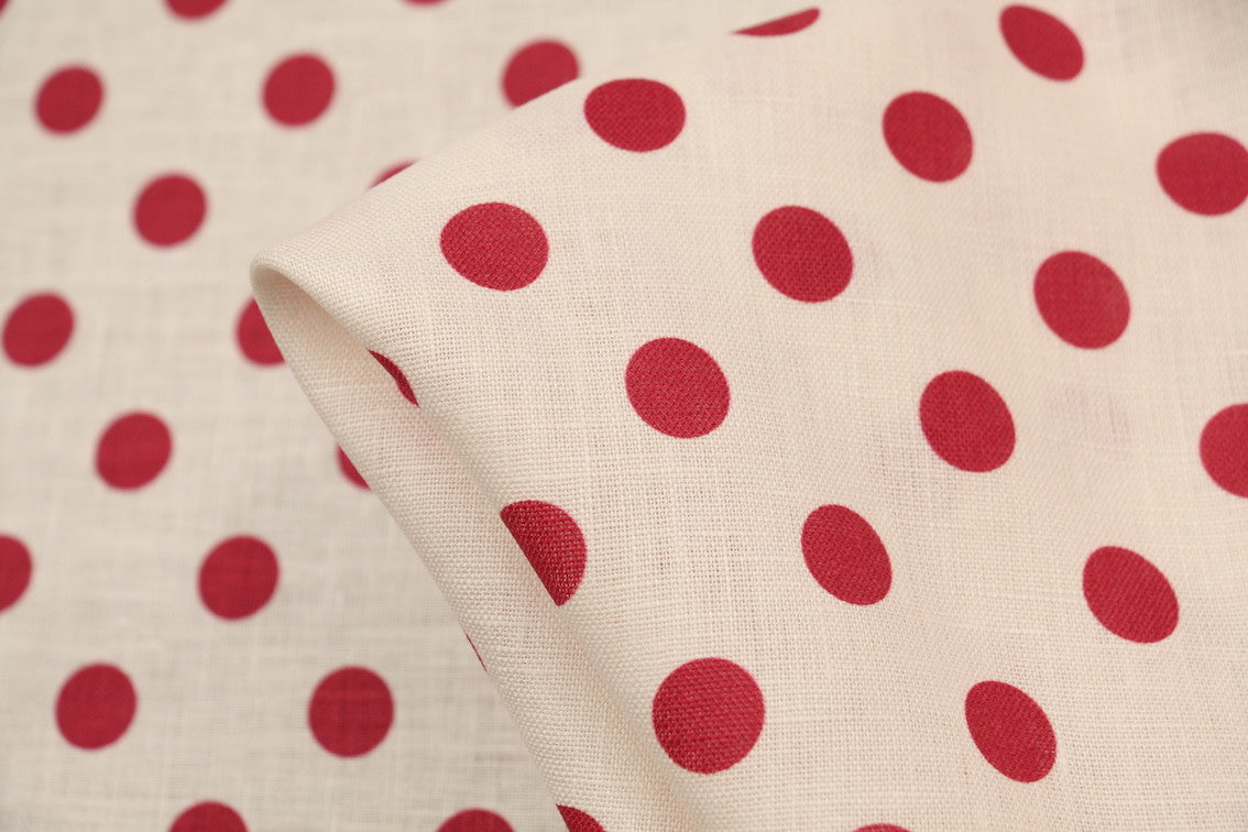 Cherry Drop Spot Linen Fabric - Soft & Durable 100% Linen Material for Home Decor, Curtains, Tablecloths & DIY Sewing Projects