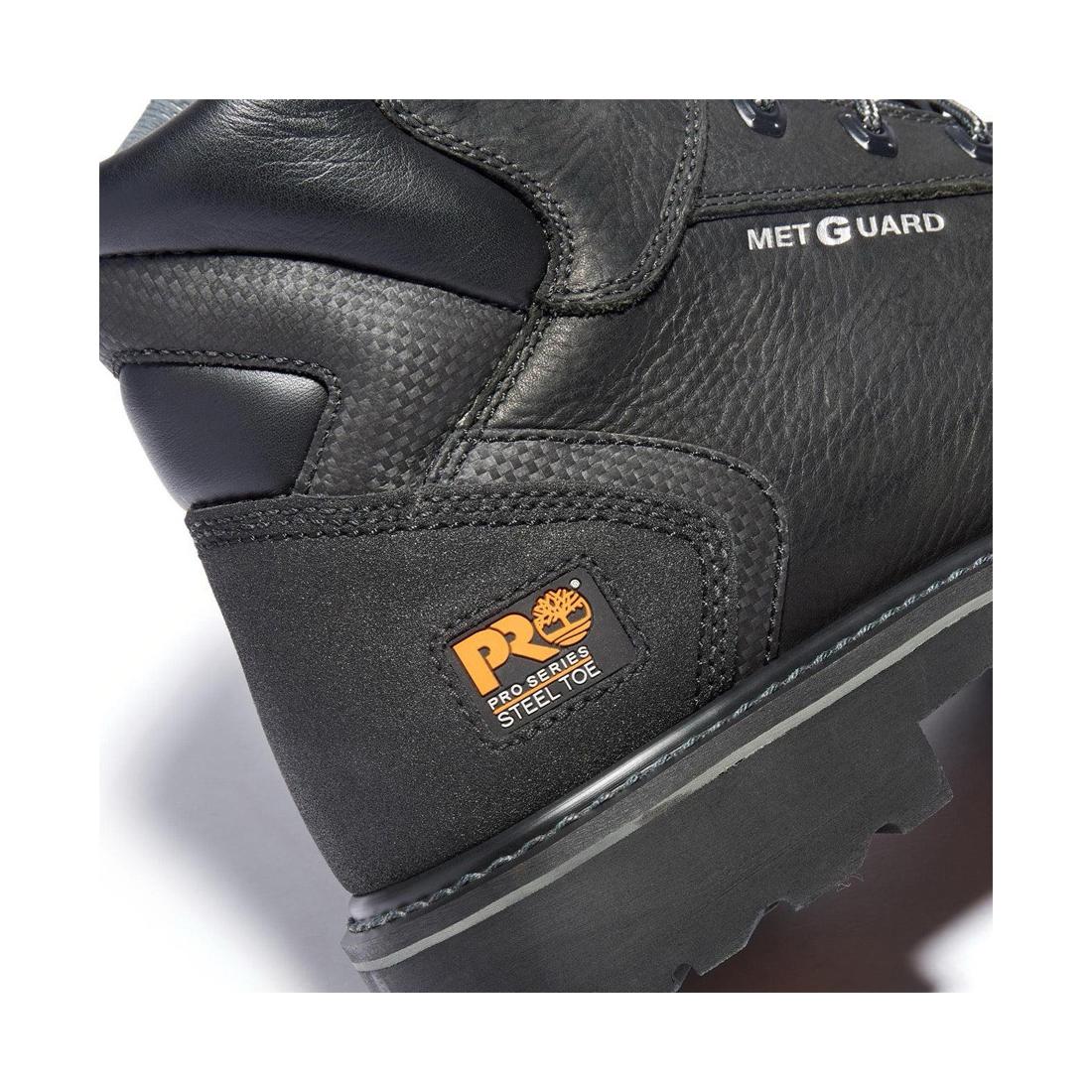 6 Inch Steel Toe Work Boots with Internal Met Guard - Black Safety Shoes for Construction, Warehouse & Industrial Work