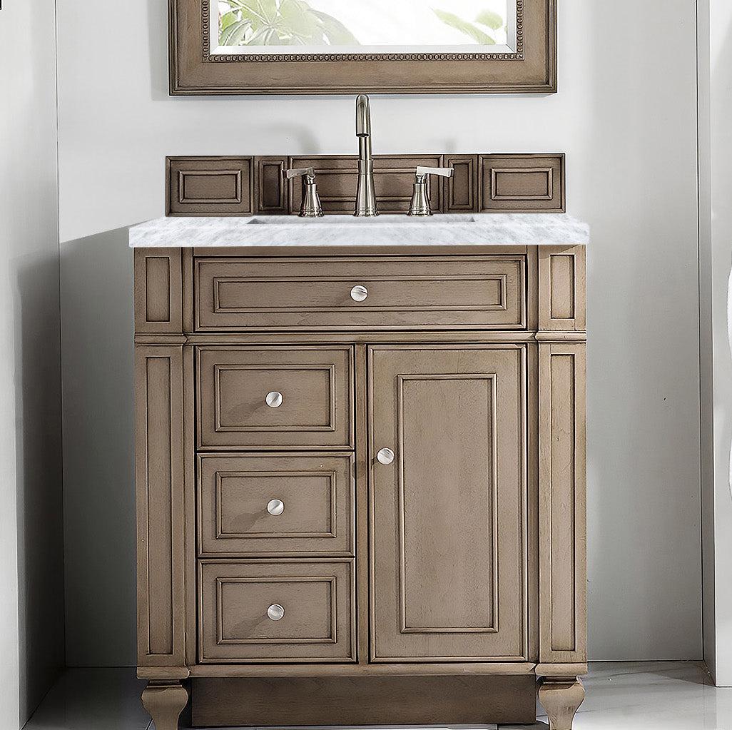 James Martin Vanities Bristol Collection 30-Inch Single Bathroom Vanity in Whitewashed Walnut with Countertop Options - Perfect for Modern Bathroom Remodeling and Home Renovation Projects