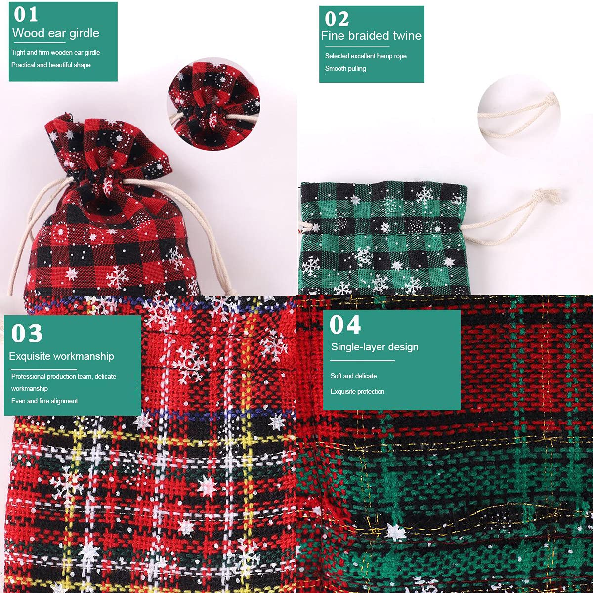 Snadulor 20Pcs Christmas Burlap Drawstring Bags with Snowflake Design - 3.9x5.5 Inch Small Gift Pouches for Jewelry, Candy & Party Favors - Perfect for Holiday Gifting, Stocking Stuffers & Christmas Decorations