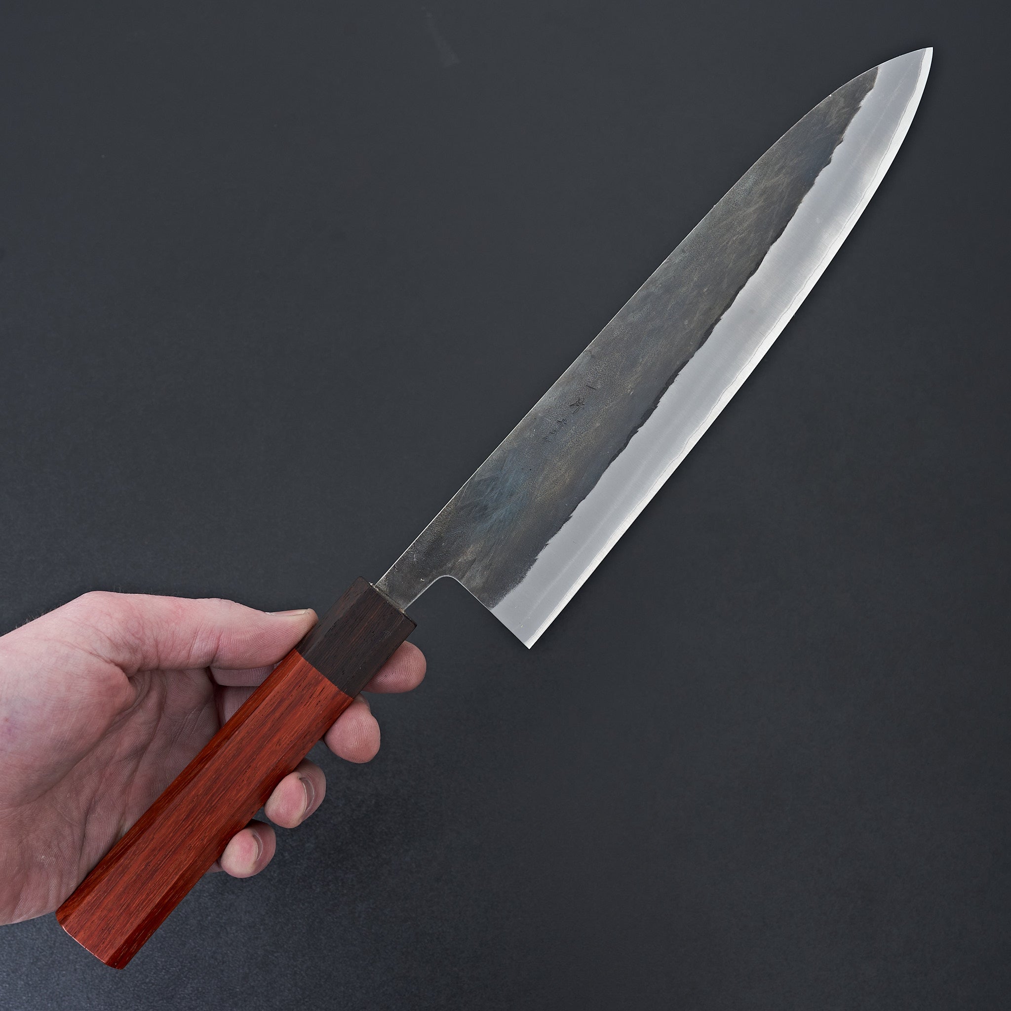 Hitohira TD Blue #2 Stainless Clad Kurouchi Gyuto 240mm Japanese Chef Knife with Padauk Handle - Professional Kitchen Knife for Slicing, Dicing & Meat Cutting