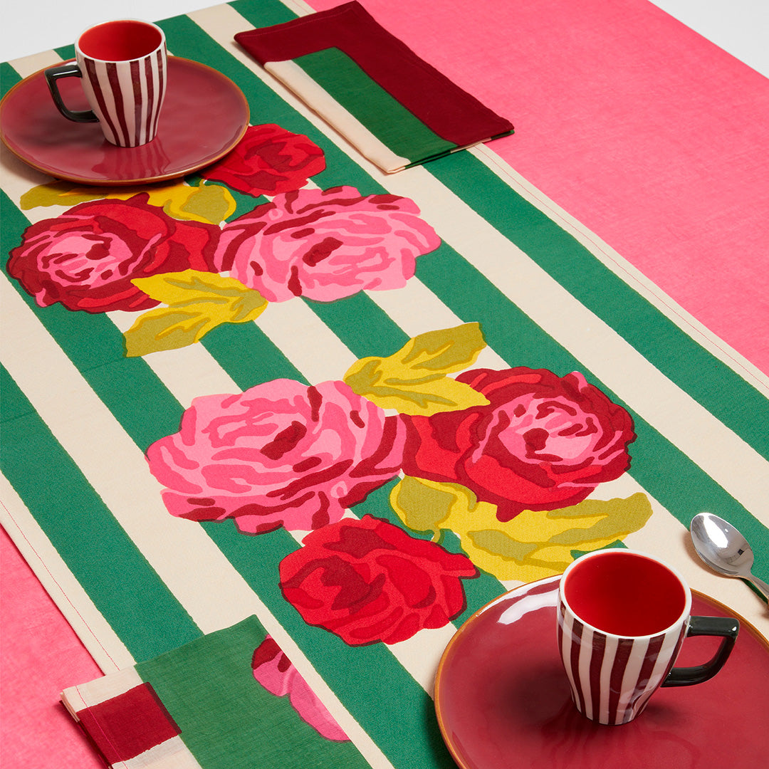 Elegant Nizam Stripes Table Runner in Green - Perfect for Dining Room Decor, Wedding Centerpieces & Holiday Table Settings