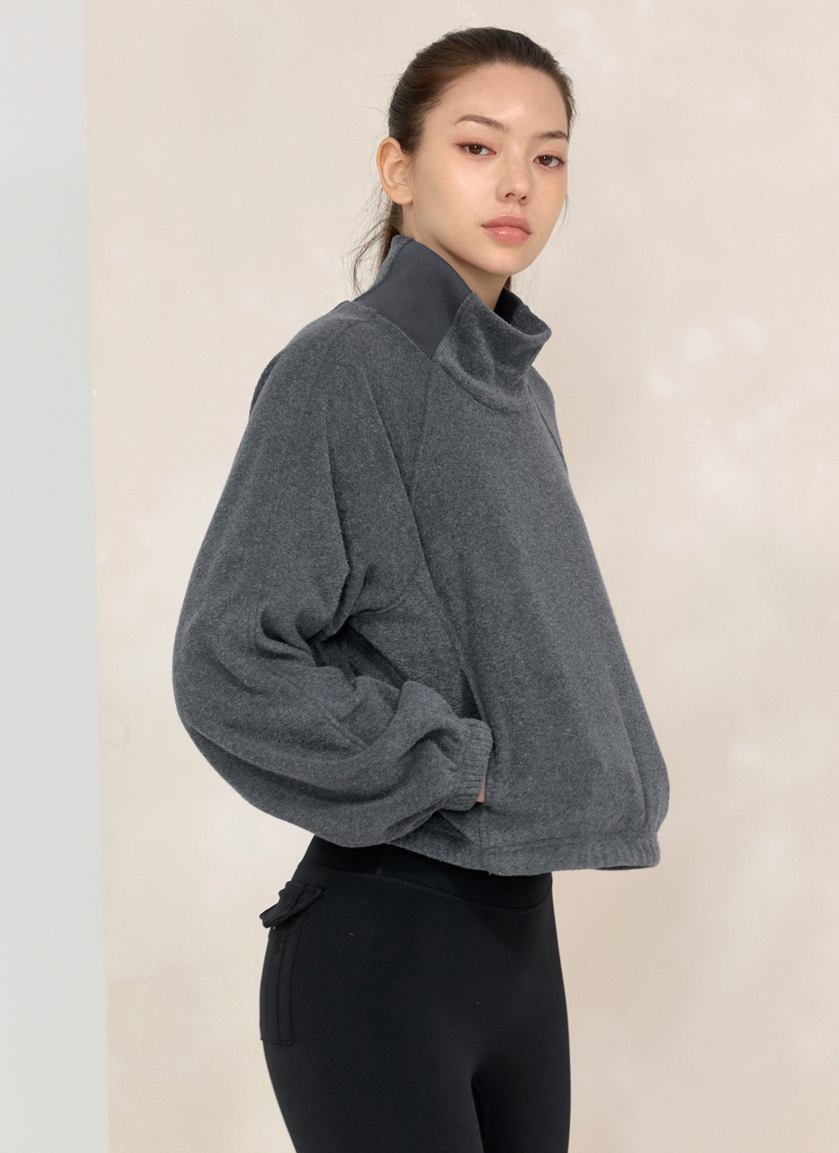 Fluffy String High Neck Sweatshirt for Women - Cozy Winter Pullover with Drawstring Hood - Perfect for Casual Outfits, Loungewear & Cold Weather Fashion