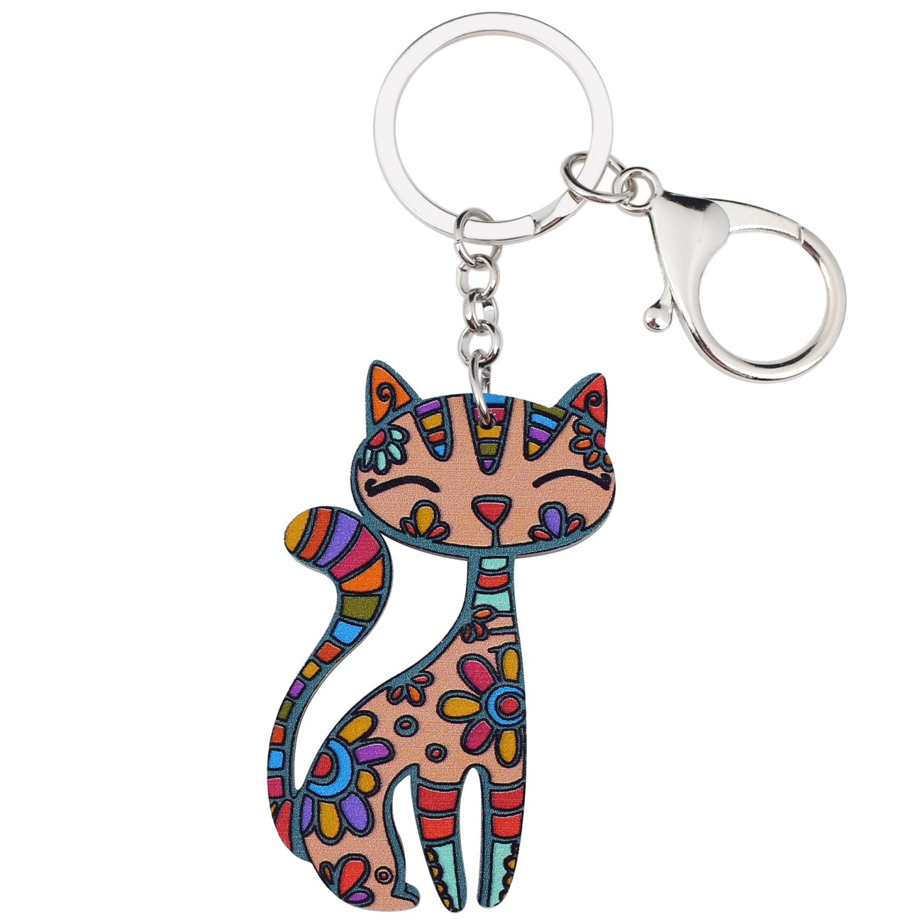 BONSNY Acrylic Cat Keychain for Women - Cute Cat Pendant Charm for Keys, Purse, Bag & Backpack - Perfect Gift for Cat Lovers & Girls (Home, Office, Travel Use)