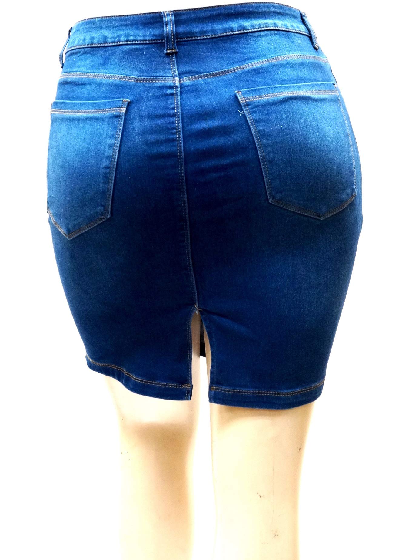 Jack David & Voir Twill Women's Plus Size Stretch Denim Button Front Skirt - 1X 2X 3X - Comfortable & Stylish for Casual Wear, Office Outfits & Date Nights