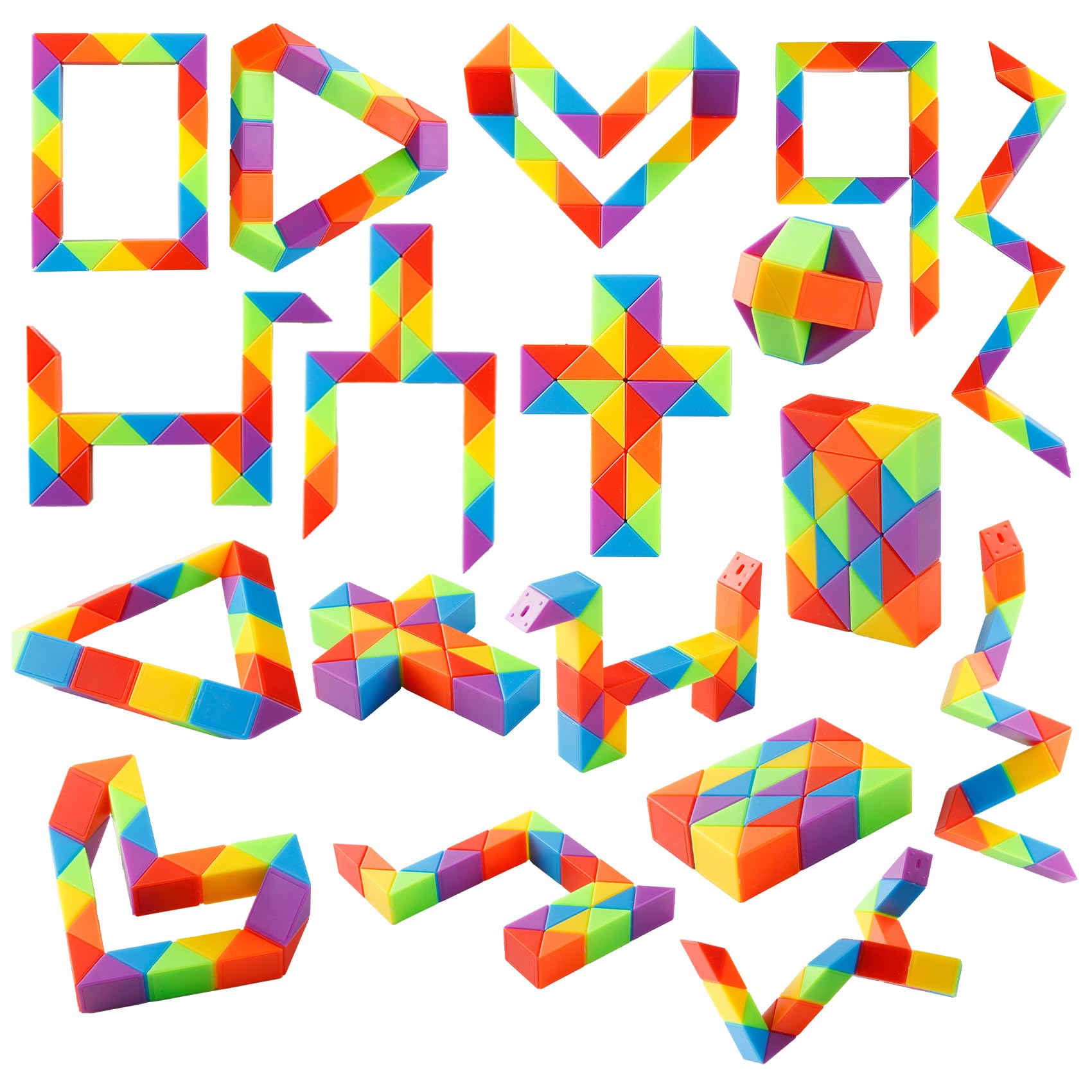 Rainbow Twist Puzzle Snake Cube Toy for Kids - Party Favors, School Prizes & Stocking Stuffers - Stress Relief & Focus Aid