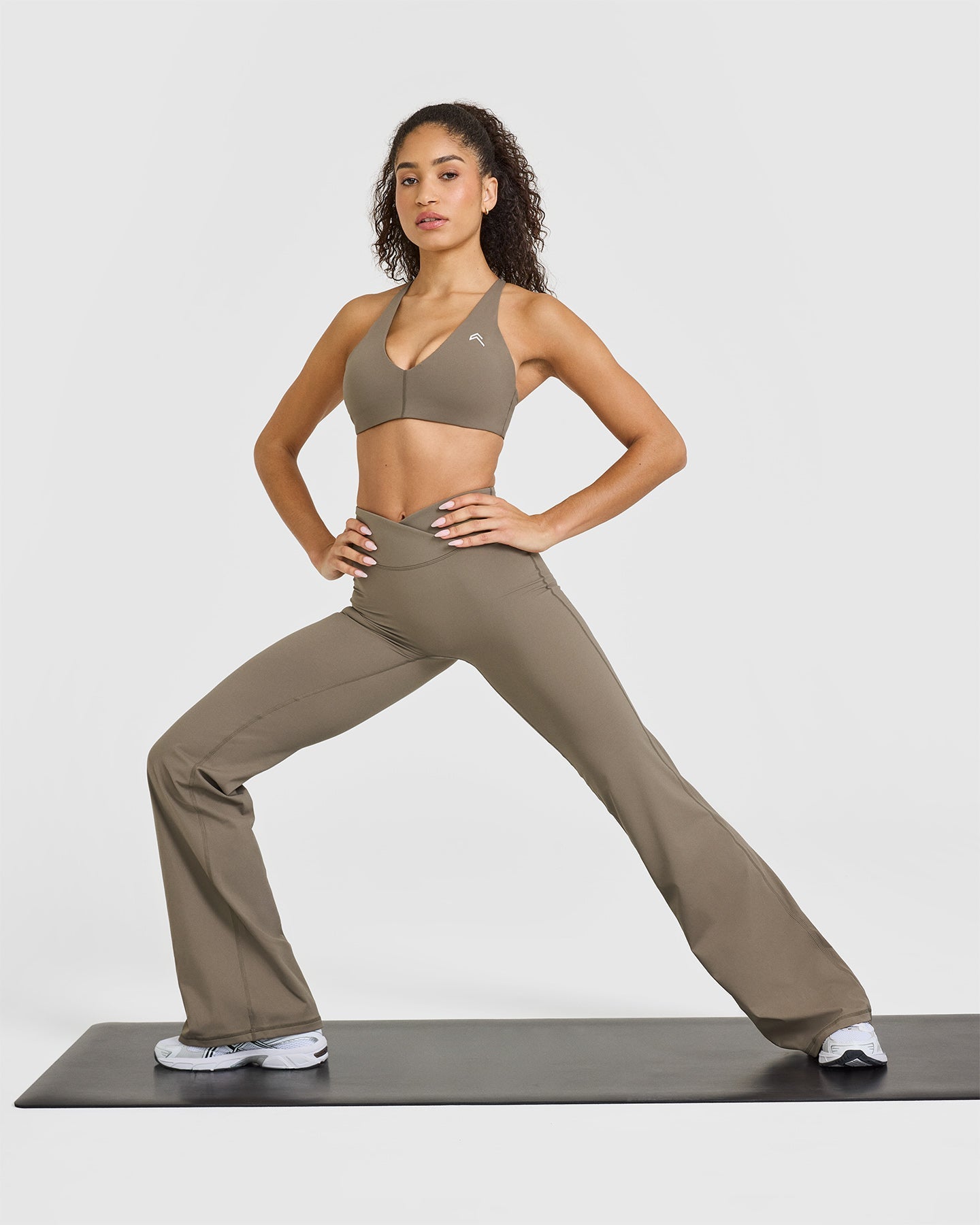 Unified Wrap Flared Bottoms | Moss Brown | Women's High Waist Wide Leg Pants for Casual & Office Wear