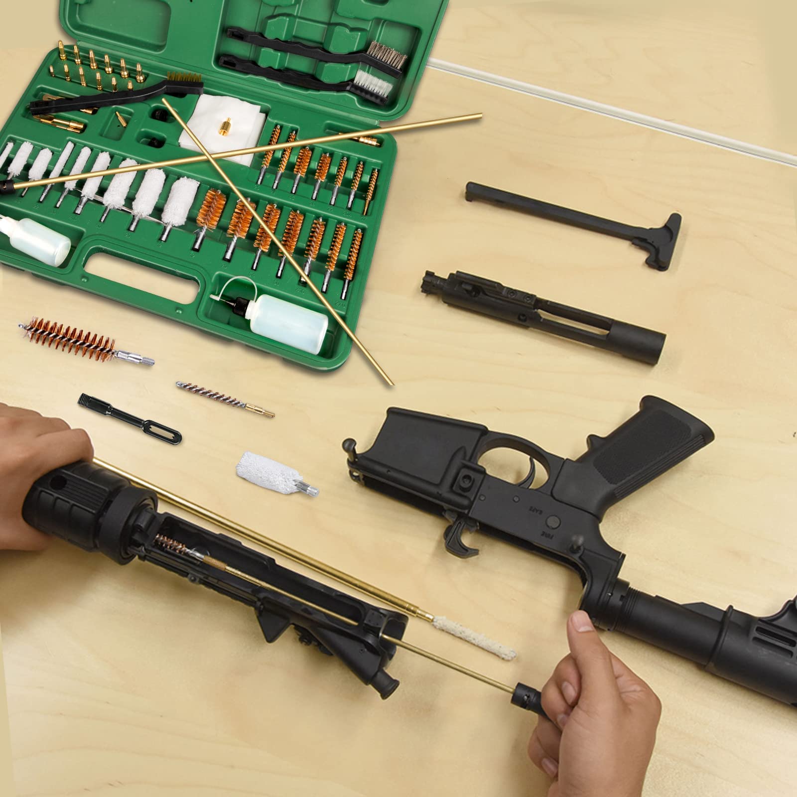 Universal Gun Cleaning Kit for Rifle, Pistol, Shotgun & Handgun - Complete Cleaning Set with Case & Brushes for All Caliber Guns | Perfect for Firearm Maintenance, Hunting & Range Shooting