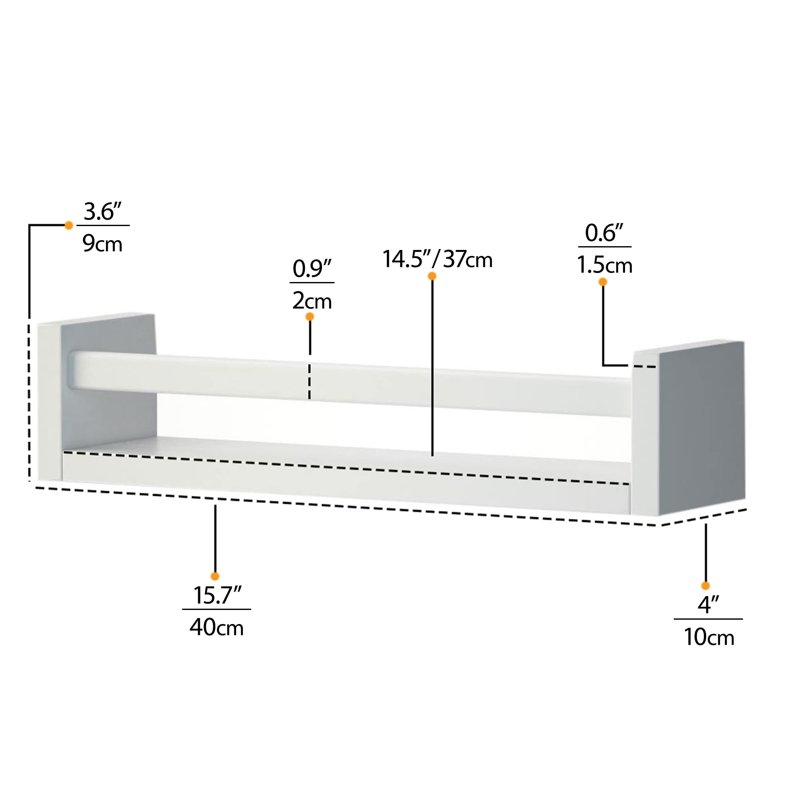 Set of 2 White Wood Wall Shelves for Nursery Room - Perfect for Baby Books, Toys & Decor Storage