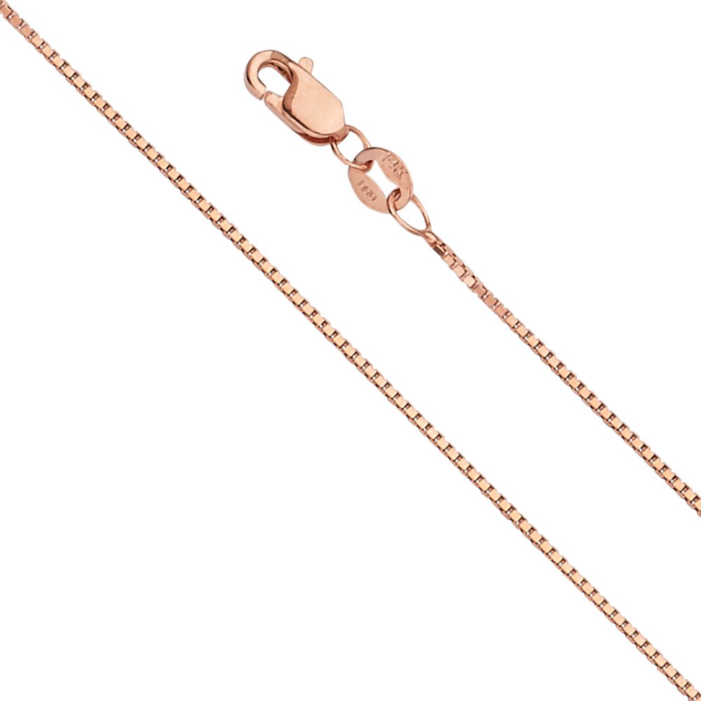 14K Rose Gold Box Chain Necklace with Lobster Claw Clasp - Dainty & Elegant Jewelry for Women, Perfect for Everyday Wear, Gift Giving & Special Occasions