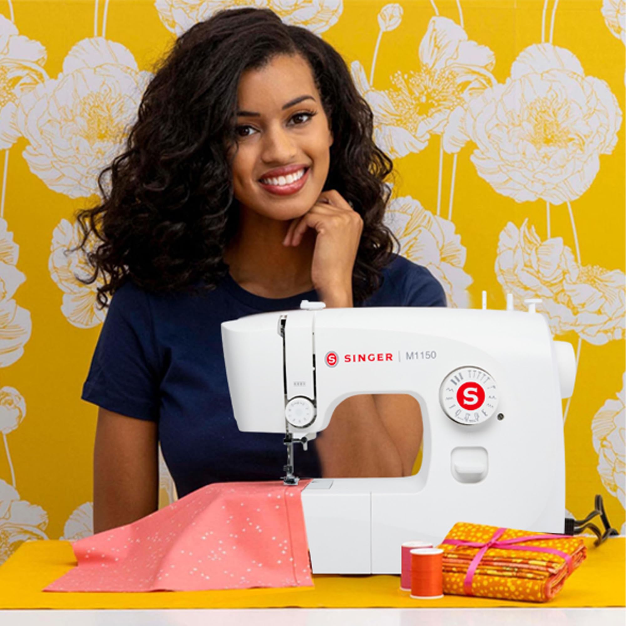 SINGER M1150 Lightweight Portable Sewing Machine - 45 Built-in Stitches, LED Light & 4-step Buttonhole | Perfect for Home Use, Quilting, Dressmaking & DIY Projects
