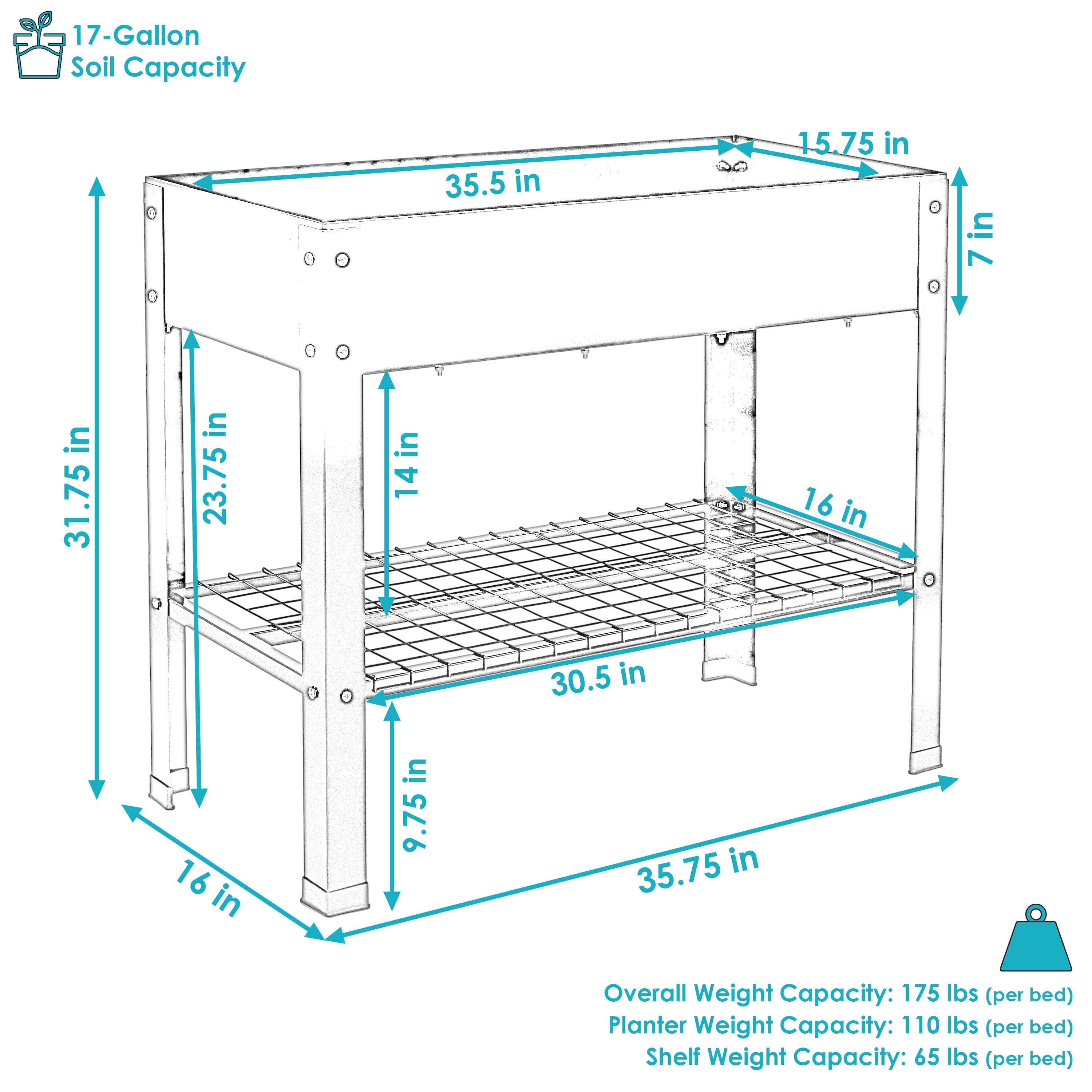 Galvanized Steel Raised Garden Bed with Mesh Shelf - Set of 2 | Durable Outdoor Planter Box for Vegetables, Flowers & Herbs | Perfect for Backyard, Patio & Urban Gardening