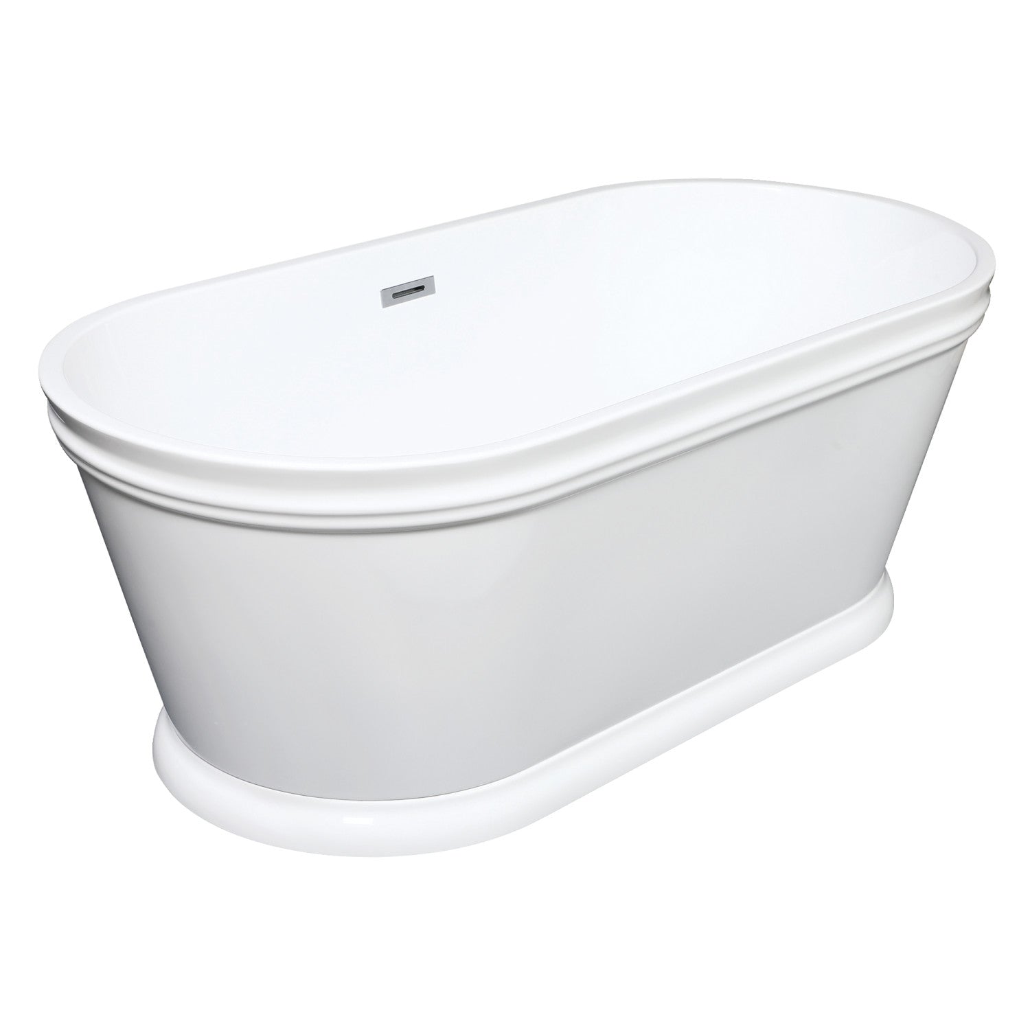 Aqua Eden 60 Inch Acrylic Oval Double Ended Freestanding Bathtub - Glossy White Pedestal Soaking Tub with Drain (No Faucet Holes) | Luxury Bathroom Upgrade for Spa-Like Relaxation