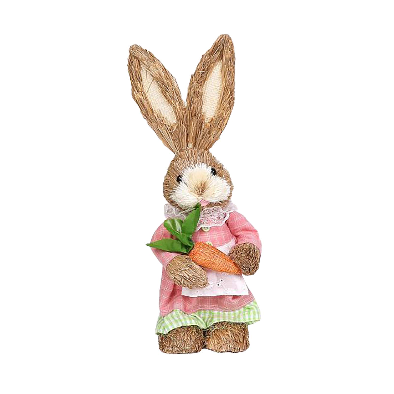 Firlar Standing Bunny Easter Decor - Realistic Artificial Straw Rabbit with Carrot for Garden, Party, Home Decor - Perfect for Easter Celebrations, Spring Home Decor & Birthday Gifts