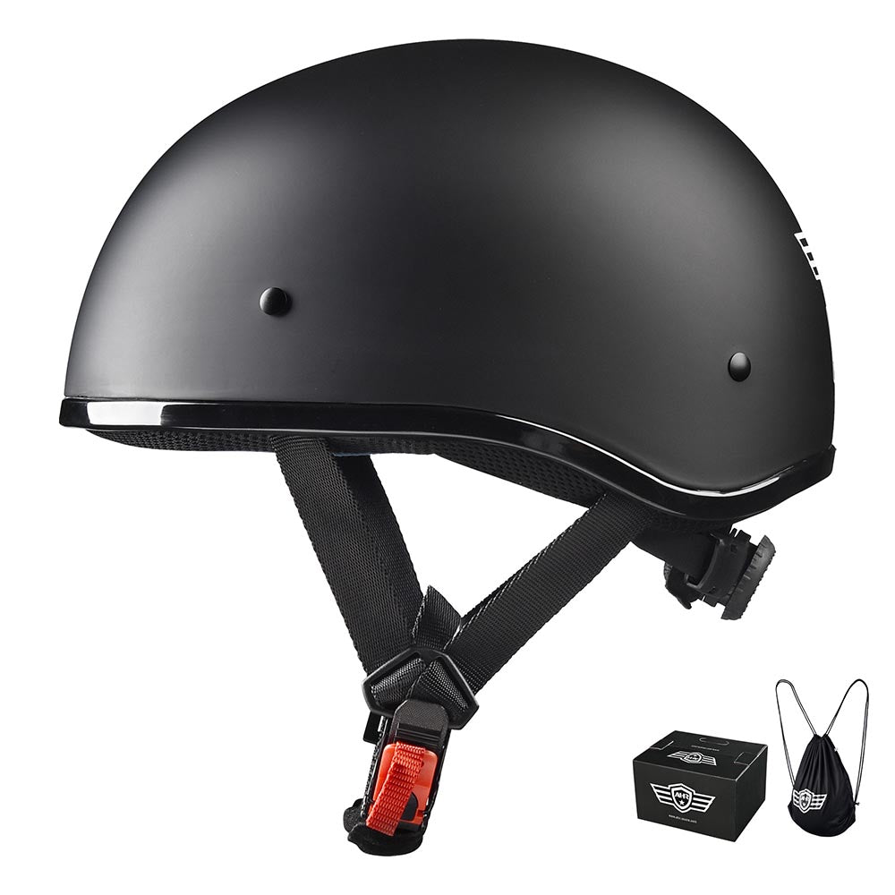 TheLAShop DOT Approved RUN C Half Helmet - Lightweight Motorcycle Helmet for Men & Women (Matt Black) - Sizes S/M/L/XL - Perfect for Cruiser, Scooter & Urban Riding