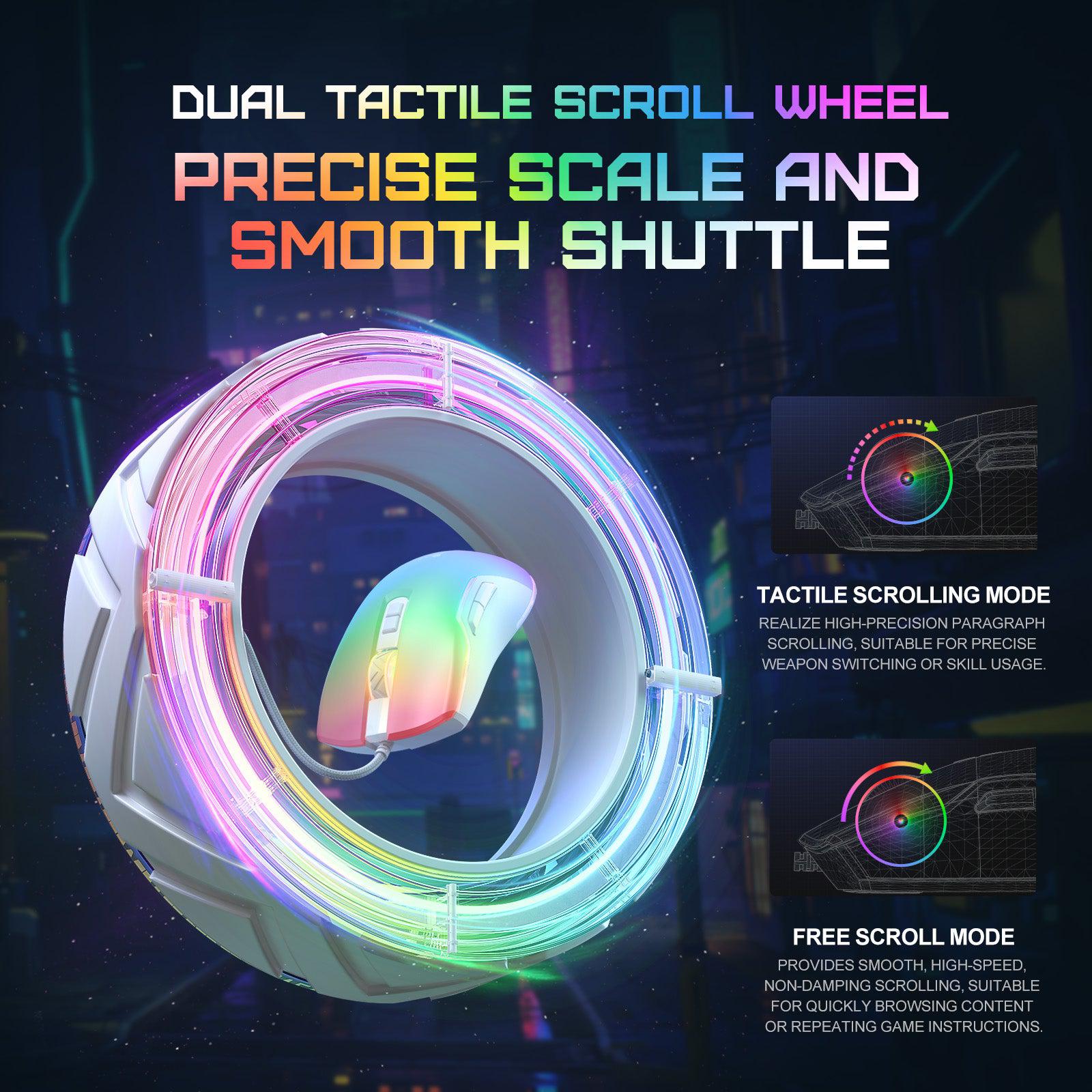 ONIKUMA CW922 Wired Gaming Mouse - 7200 DPI, 7 Programmable Buttons, RGB Backlit for PC & Laptop - Silent Click Optical Mouse for Gaming, Office Work & Home Use