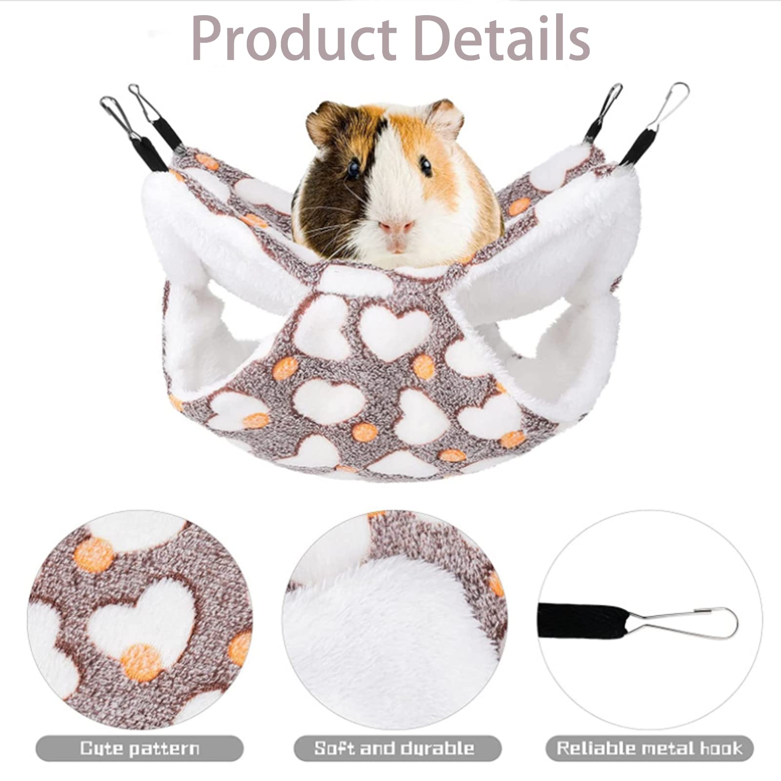 4-Pack Small Animal Hammock Set for Hamsters, Guinea Pigs, Squirrels & Birds - Includes Hanging Bed, Swing, Warm Mat & Plush Tunnel - Cozy Sleeping Nest for Pets - Perfect for Cages, Habitats & Play Areas (Purple)