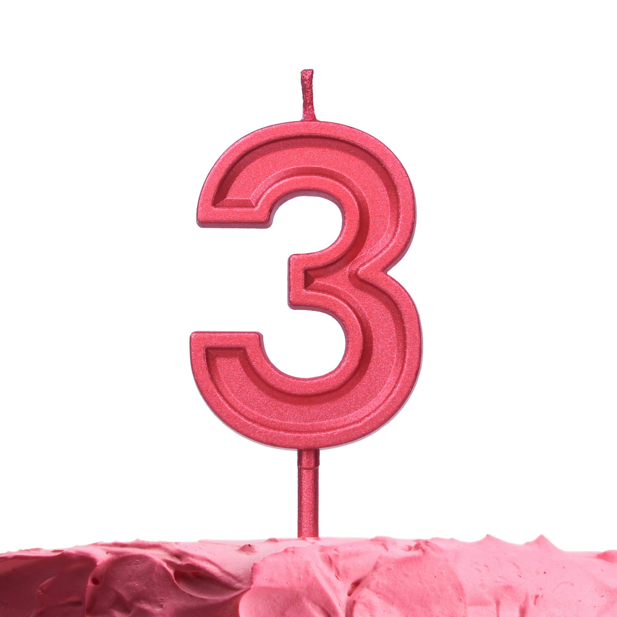 GET FRESH Red Number 3 Birthday Candle on Stick – Elegant 3rd Birthday Cake Candles for Anniversary & Wedding Decorations – Perfect for Baby's 3rd Birthday Party, Cake Toppers & Celebration Decor