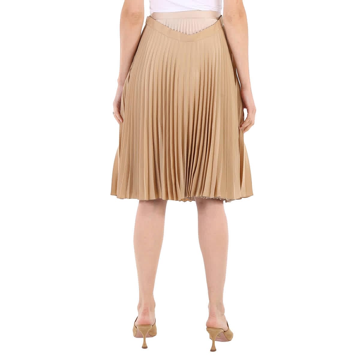 BURBERRY Women's Sandbank Pleated Layered Midi Skirt - Size 4 (US 2) | Classic British Luxury Fashion for Casual Outings, Office Wear & Special Occasions