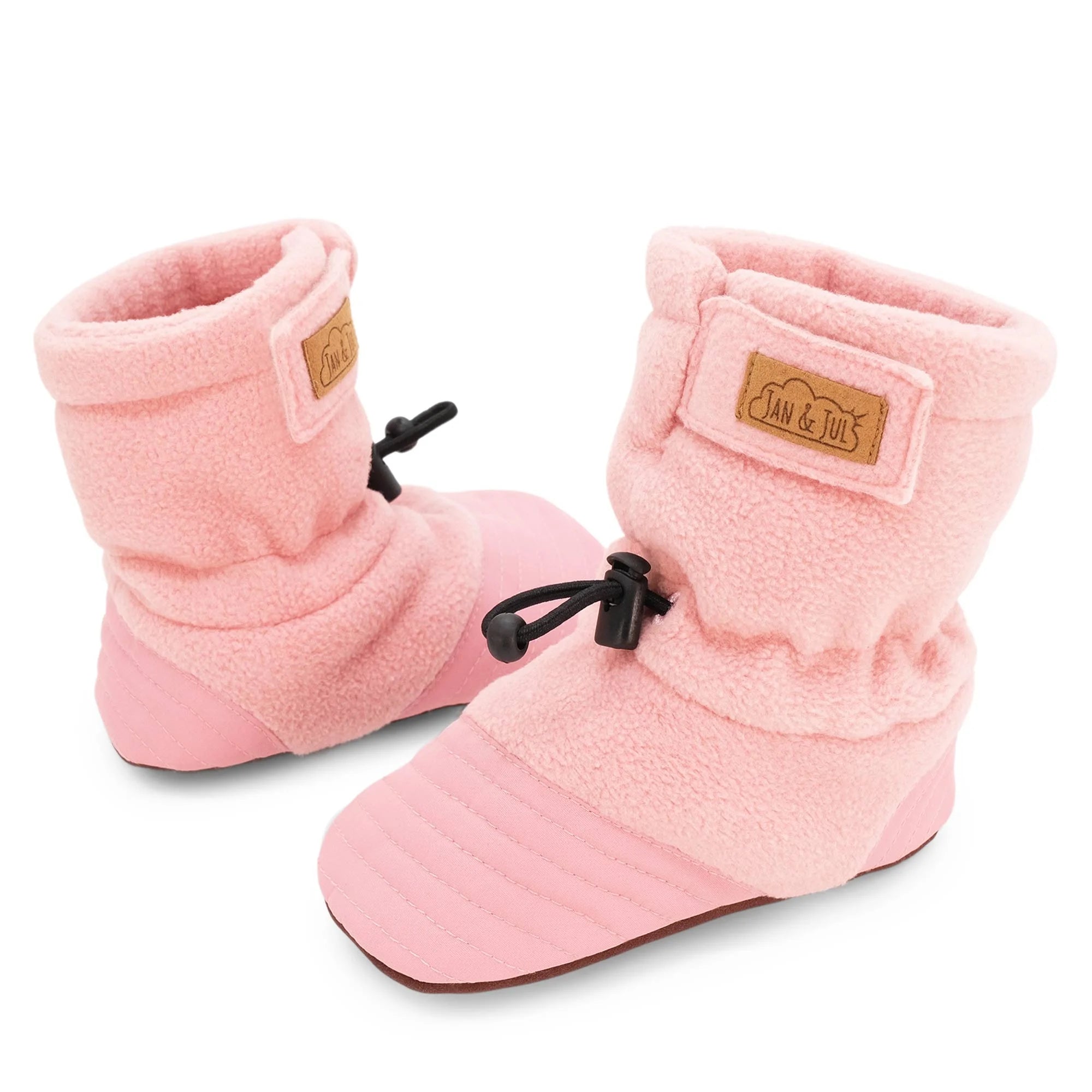 Jan & Jul Dusty Pink Stay Put Cozy Booties - Non-Slip Baby Booties for Girls & Boys - Perfect for Indoor Play, Winter Walks & Photo Shoots