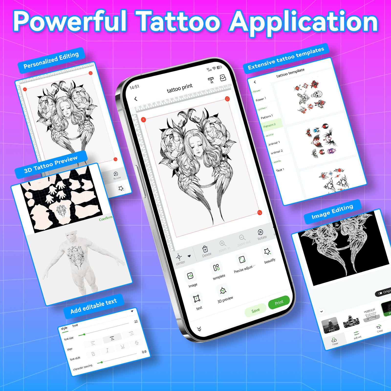 Pino Wireless Tattoo Stencil Printer - Portable Thermal Transfer Machine for Professional & Beginner Tattoo Artists | Compatible with Smartphone, Tablet & PC | Perfect for Tattoo Studio, Home Practice & On-the-Go Designs