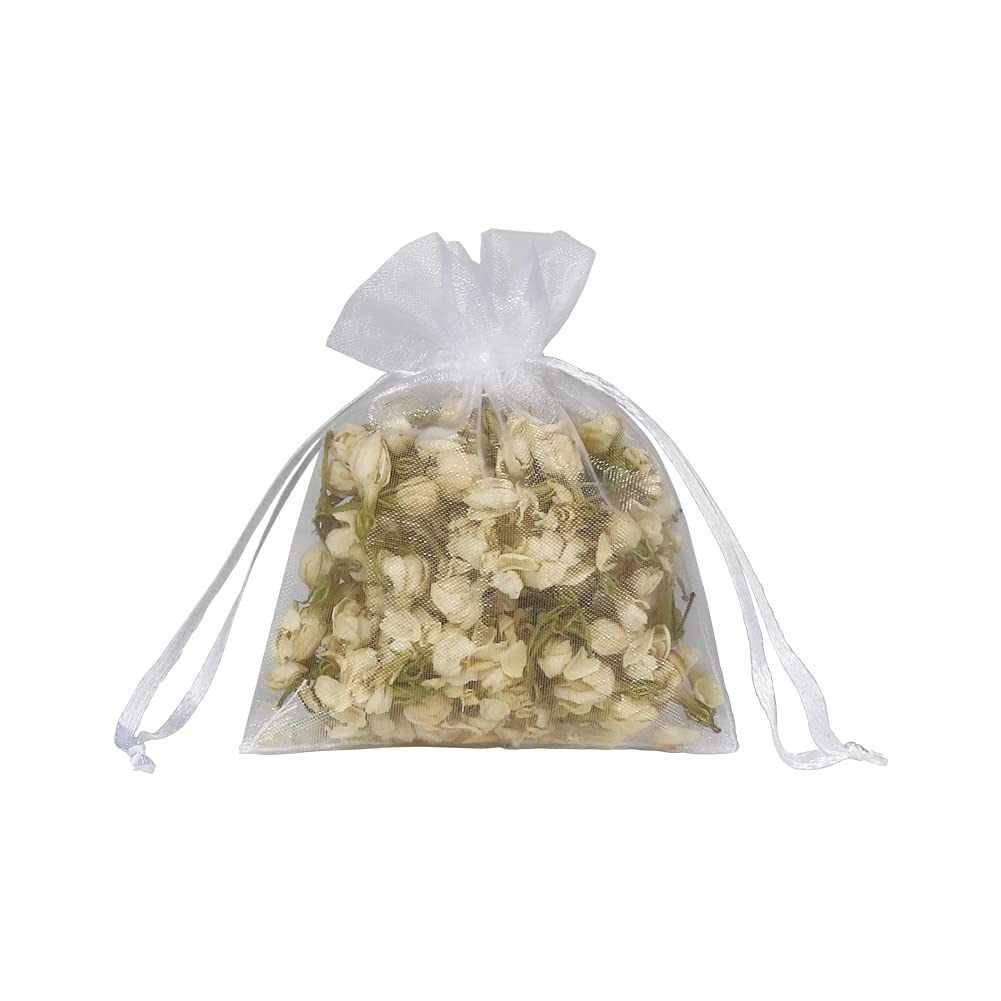 100PCS 8X10cm White Organza Drawstring Bags - Small Mesh Gift Bags for Jewelry, Wedding Favors, Christmas Party Favors & Special Occasions | Perfect for Jewelry Packaging, Bridal Shower Gifts & Event Decorations
