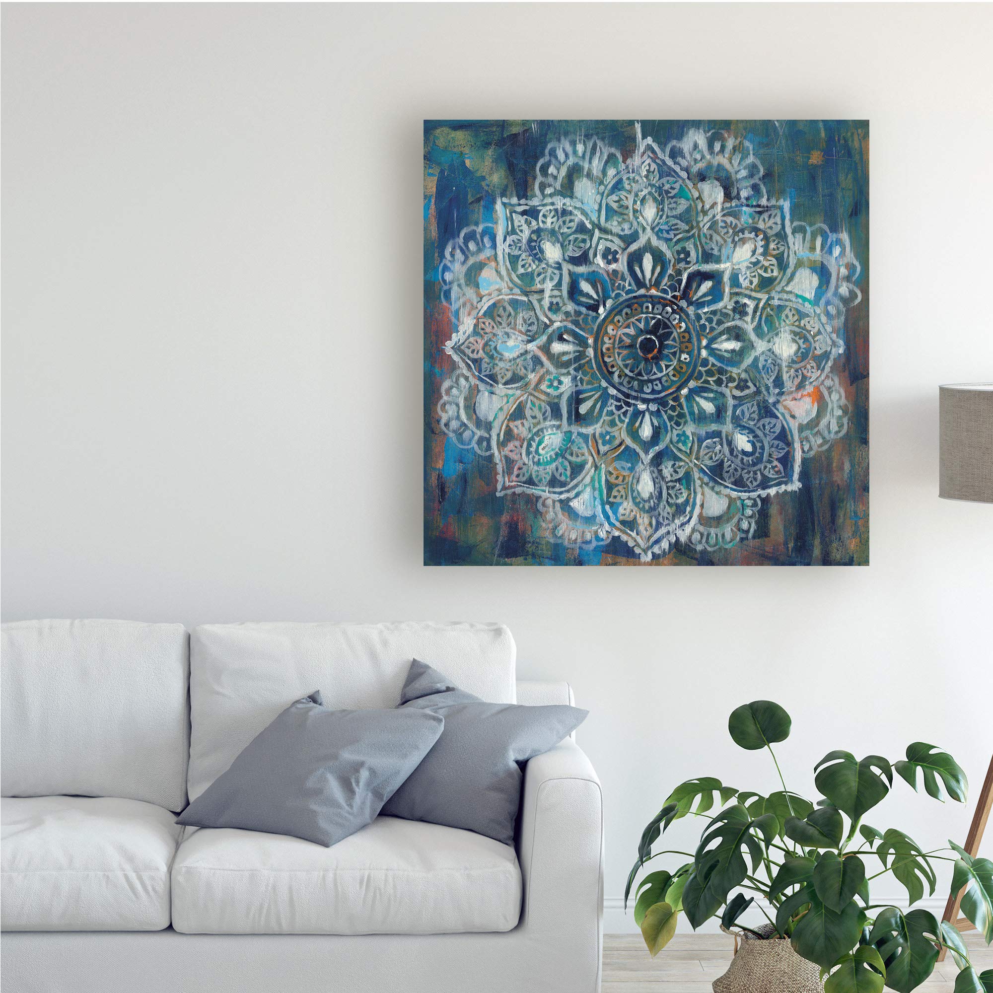 Danhui Nai Blue Mandala II - 18x18 Inch Premium Canvas Wall Art Print - Modern Home Decor for Living Room, Bedroom & Office