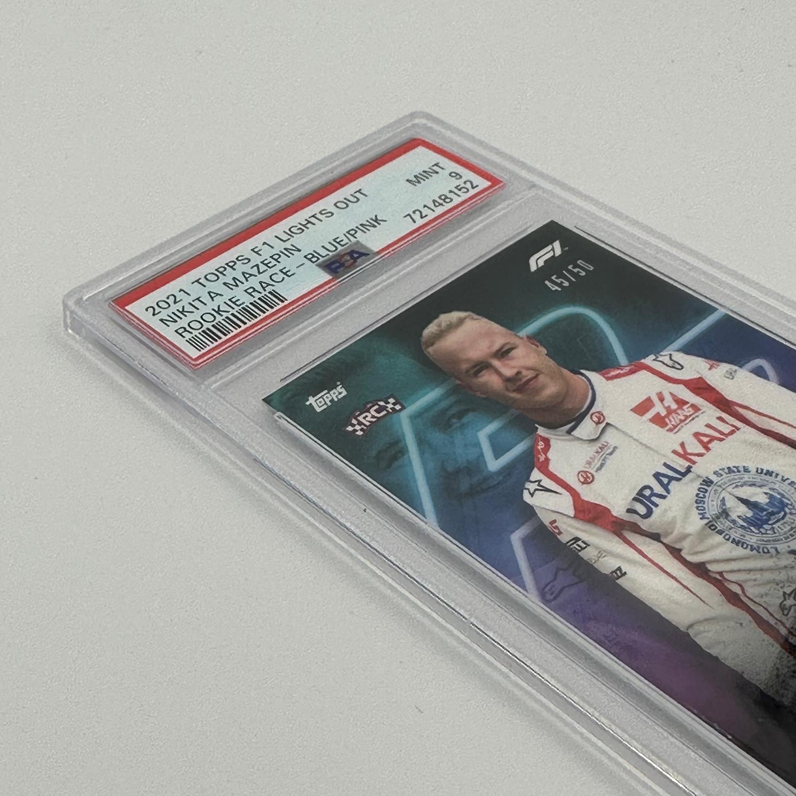 PSA 8 Graded 37/50 Nikita Mazepin Rookie Race Blue/Pink Parallel - Collectible Trading Card for Sports Memorabilia Enthusiasts