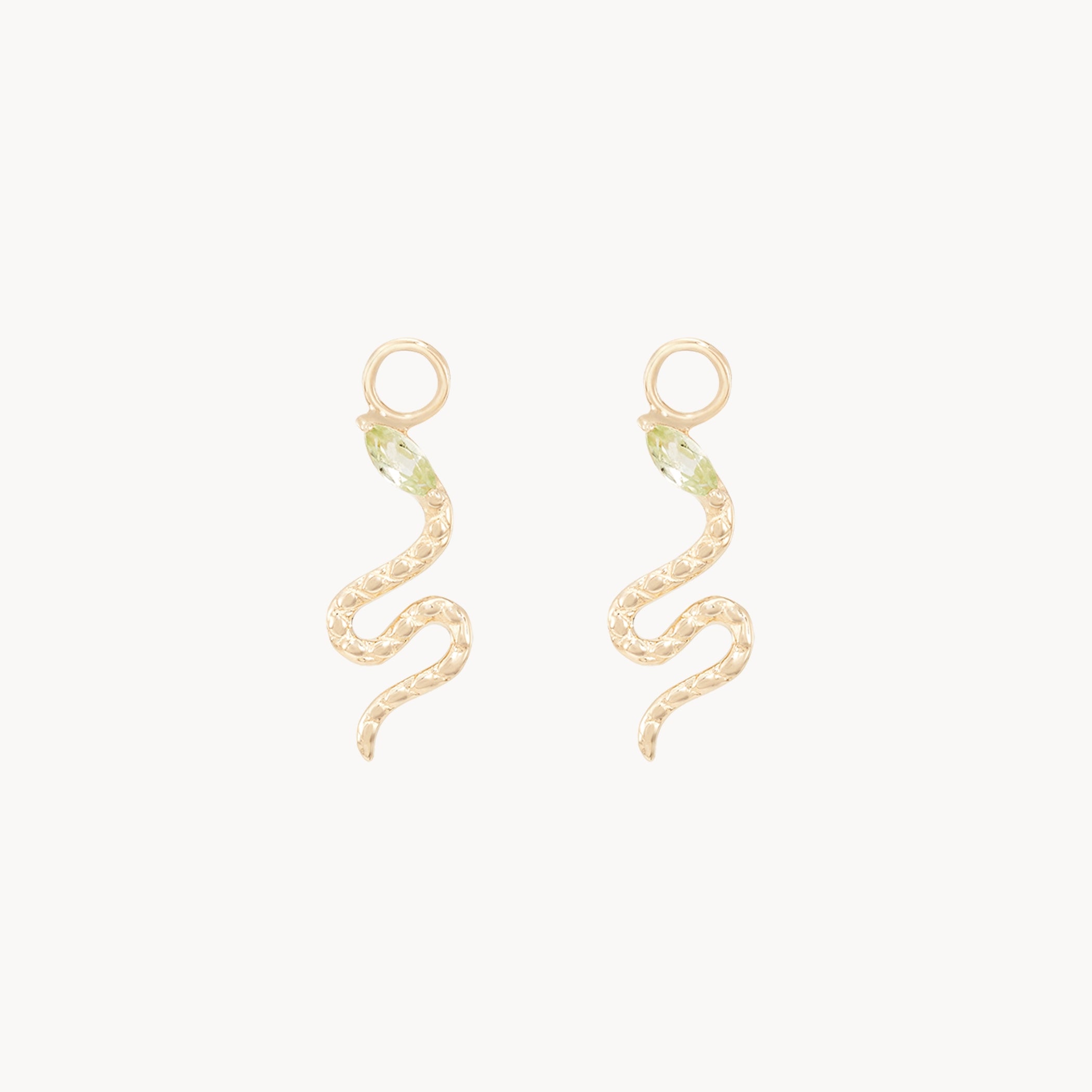 Revival Snake Green Tourmaline Earrings - 10K Yellow Gold with Natural Green Tourmaline Gemstone - Elegant Jewelry for Women, Gift for Her, Perfect for Parties & Special Occasions