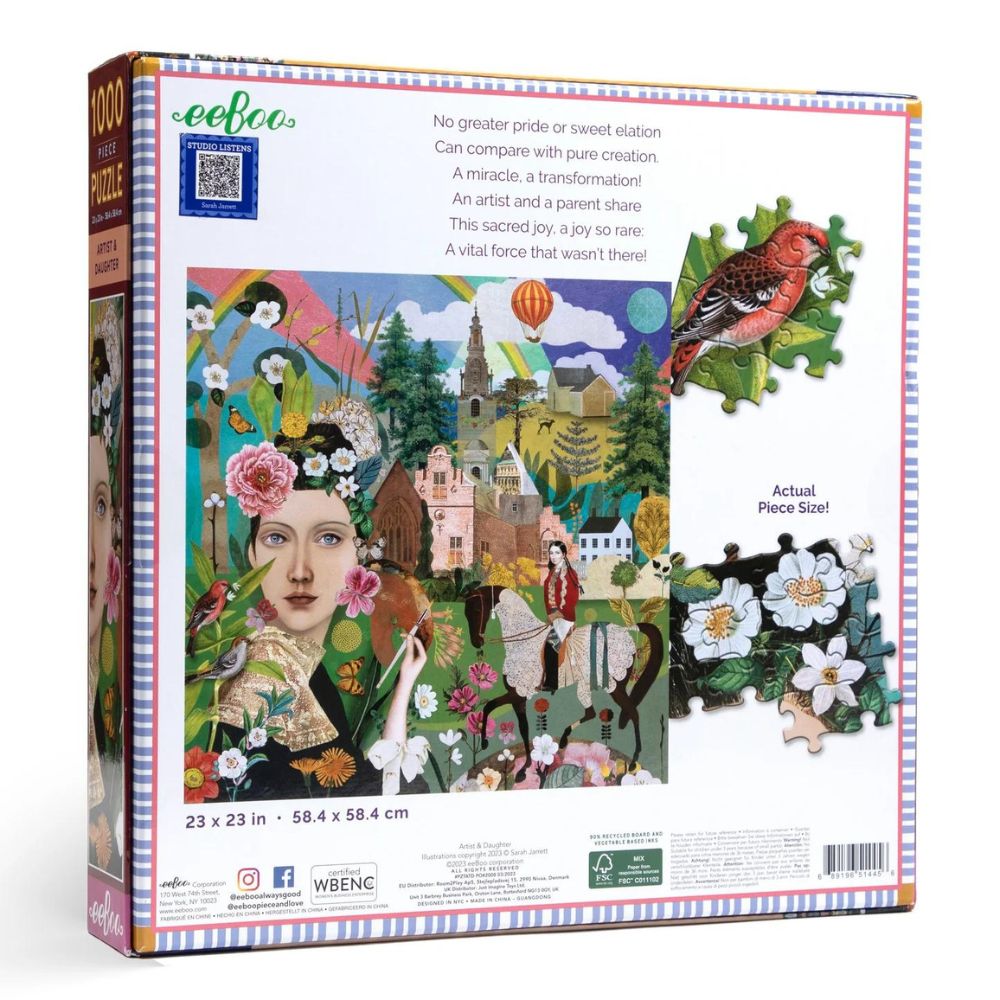 eeBoo 1000 Piece Jigsaw Puzzle - Artist & Daughter - Premium Quality Puzzle for Adults & Families - Perfect for Relaxation, Home Decor & Family Game Night