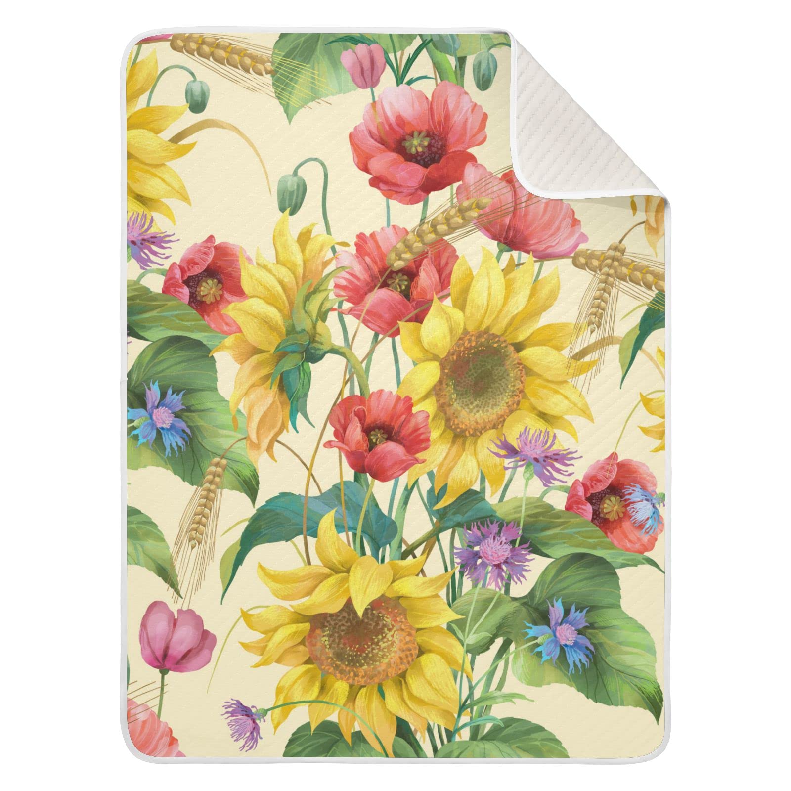 **Premium Sunflower & Cornflower Baby Blankets - Soft Swaddle & Receiving Blankets for Newborns, Toddlers (Girls & Boys) - Ideal Baby Shower Gift, Nursery, Travel & Photo Shoots**