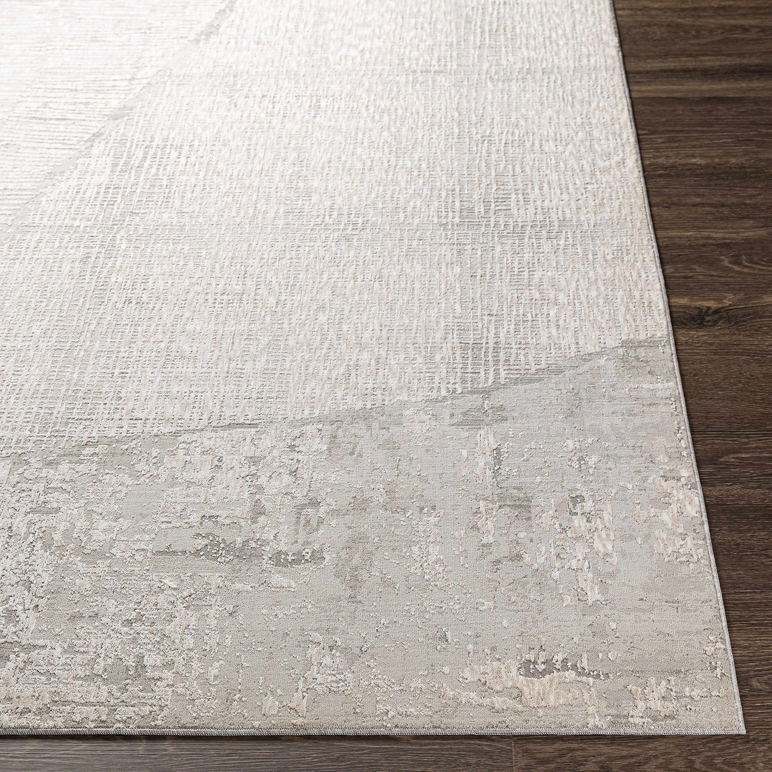 Modern Hauteloom Leeco Area Rug for Living Room & Bedroom - Soft Gray Ivory 7'10
