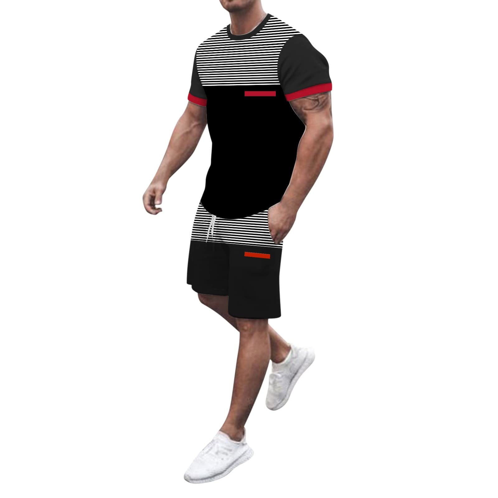 AMTF Men's Summer Shorts & Jogger 2-Piece Workout Set - Breathable Athletic Outfit for Running, Gym, Sports & Outdoor Exercise | Perfect for Training, Jogging & Casual Wear
