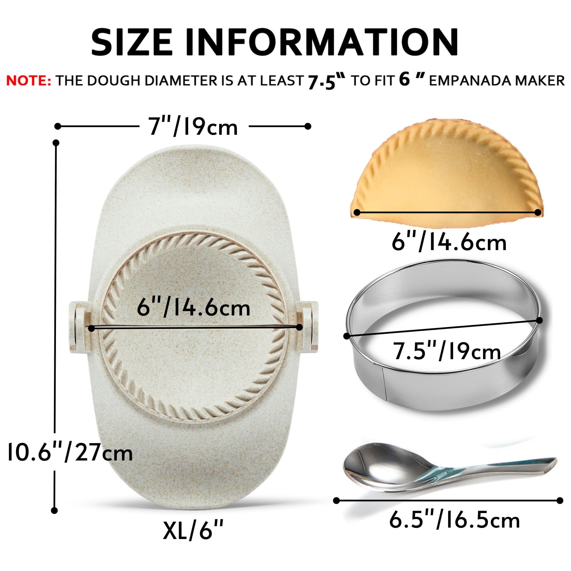 6 Inch Extra Large Empanada Maker Press - Dumpling Maker Set with Dough Cutter for Pierogi, Pastelitos, Calzone, Turnovers & Chinese Dumplings | Perfect for Home Cooking, Party Snacks & Meal Prep