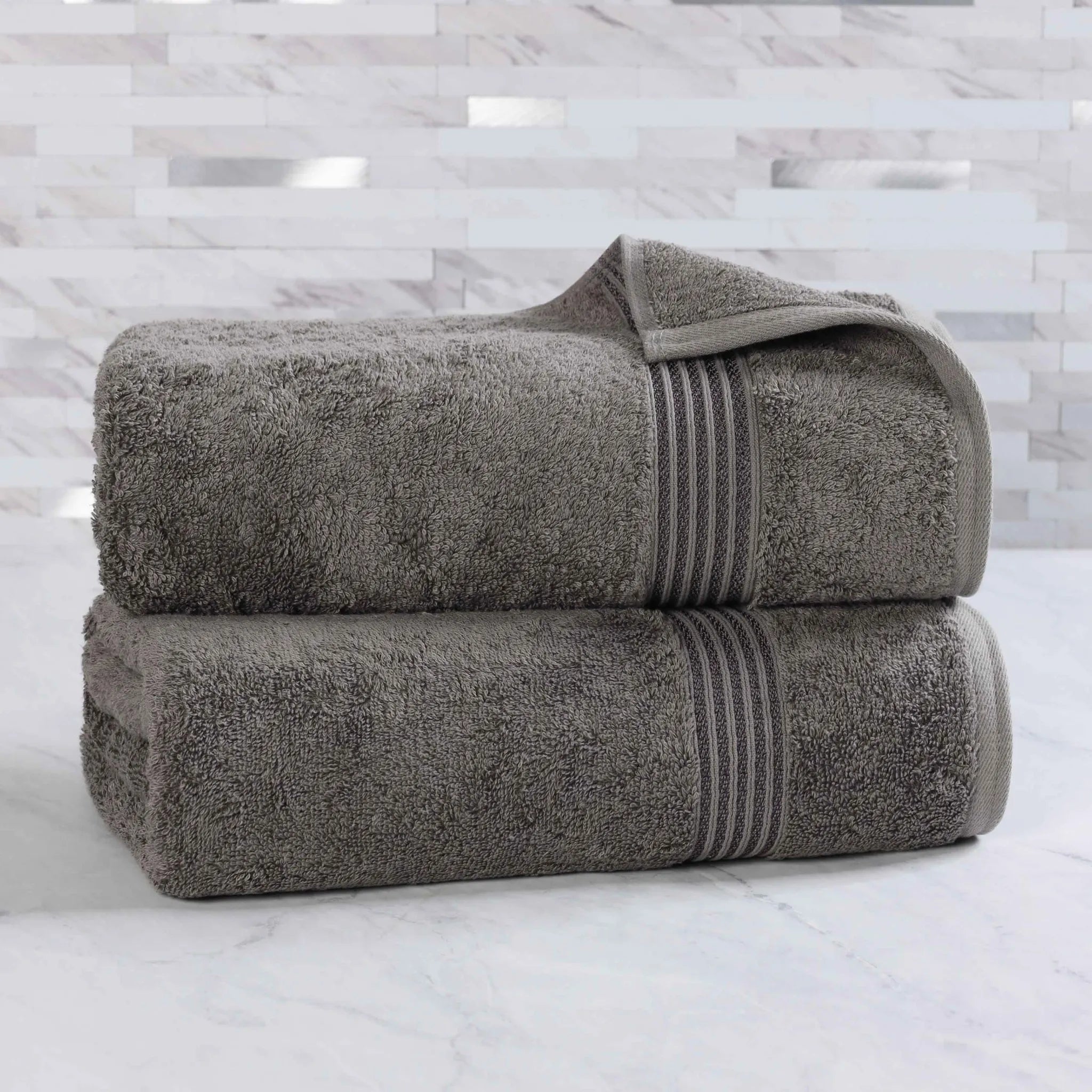 Premium Heritage Egyptian Cotton Bath Towel Set of 2 - Ultra Soft, Highly Absorbent & Quick Dry - Luxury Spa & Bathroom Essentials for Home & Hotel Use