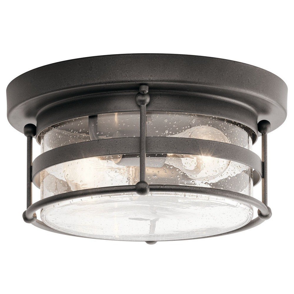 Kichler 49965AVI Outdoor Ceiling Light Fixture - Anvil Iron Finish - Weather-Resistant for Patio, Porch & Entryway Lighting
