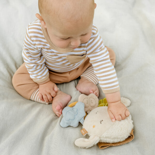 FehnNATUR Soft Plush Sheep Activity Toy for Babies - Cuddly Sensory Play Toy for Newborns & Infants | Perfect for Nursery, Tummy Time & Early Learning Development