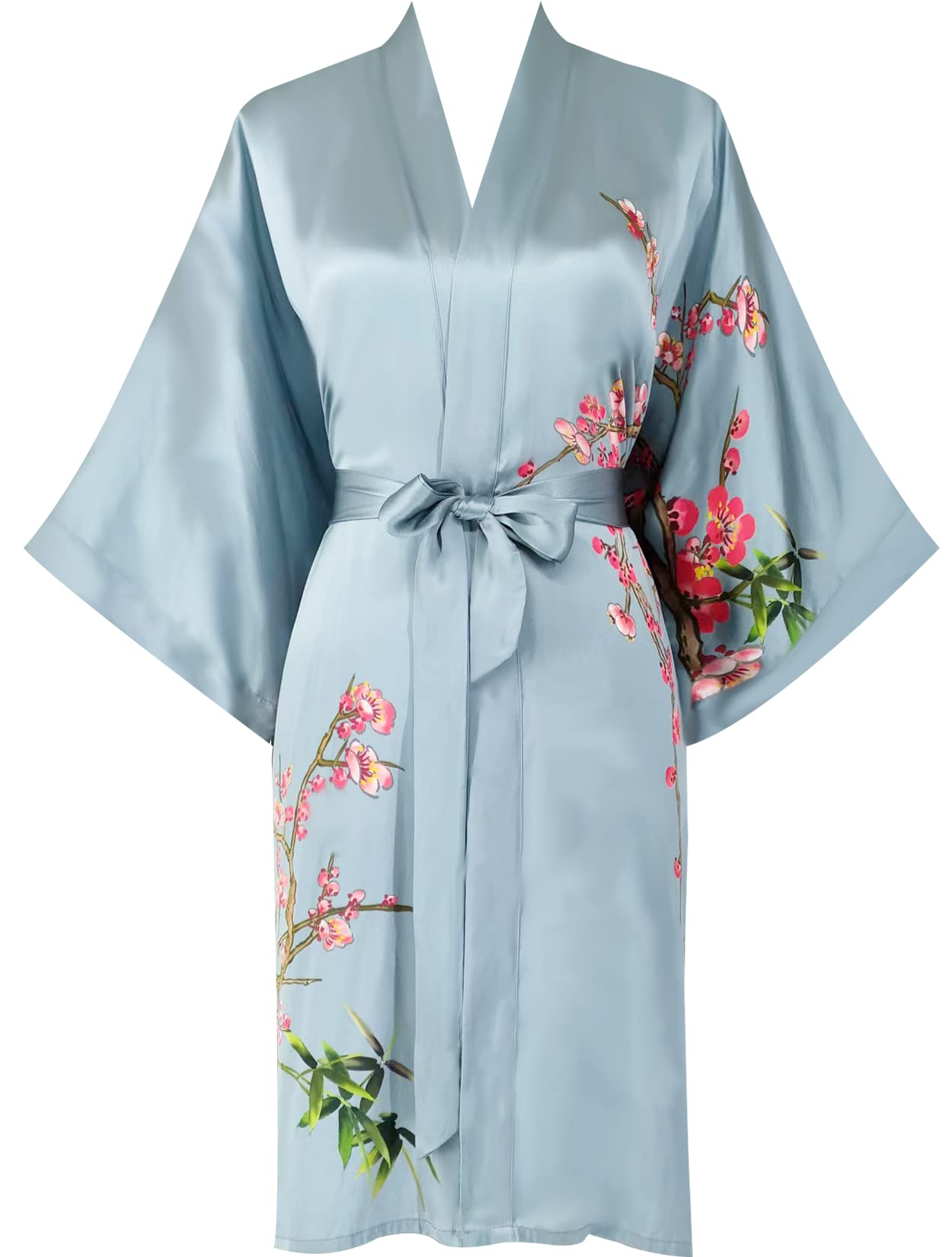 Women's 100% Pure Silk Kimono Robe - Short Sleeve Bathrobe & Pajama Set for Spa, Lounge & Sleepwear | Elegant Loungewear for Home Relaxation & Bridal Shower Gift