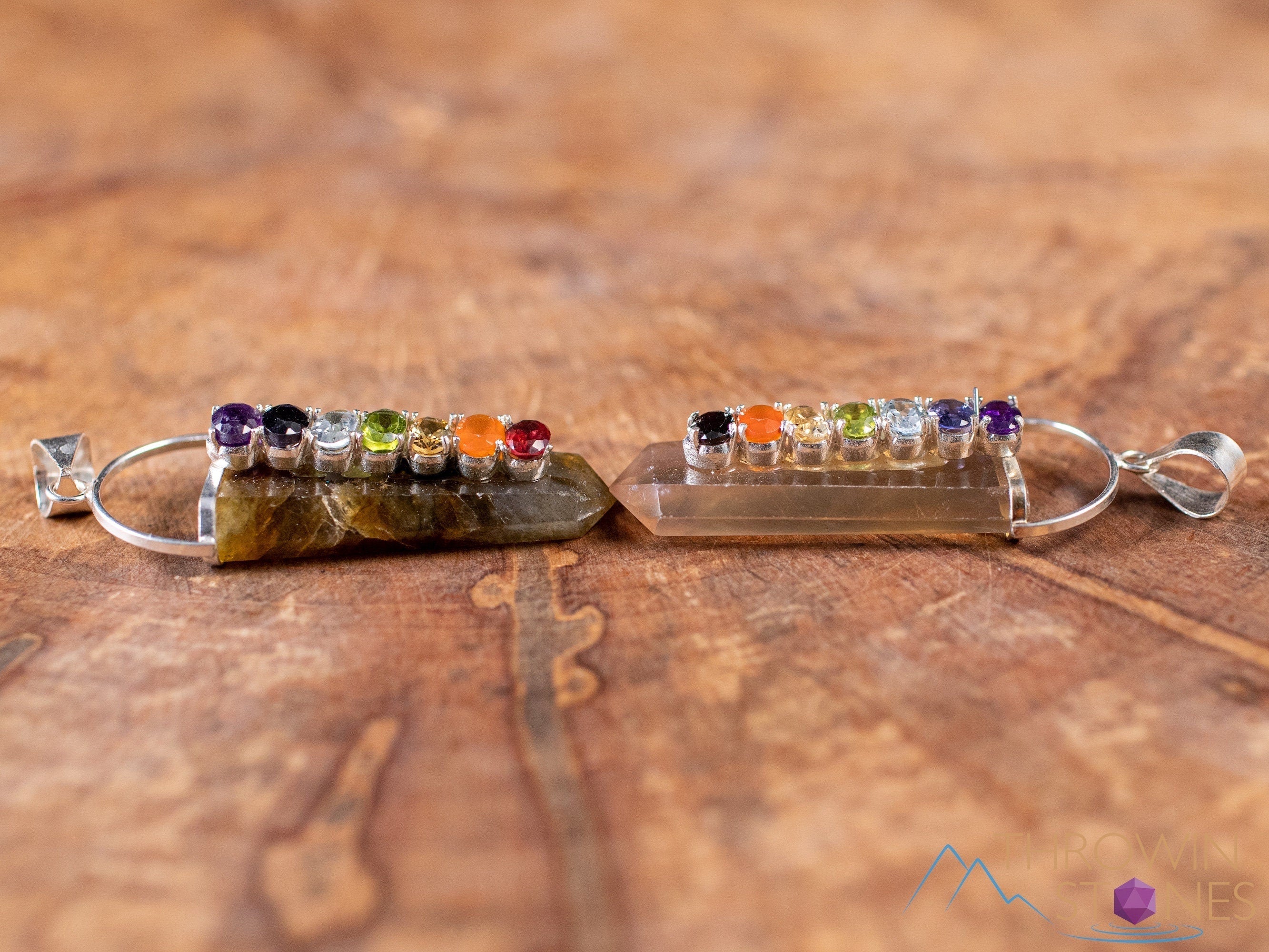 Handmade Chakra Crystal Pendant Necklace for Women - Labradorite or Fluorite Stone with Crystal Points | Spiritual Healing Jewelry | Perfect for Meditation, Yoga & Energy Balancing