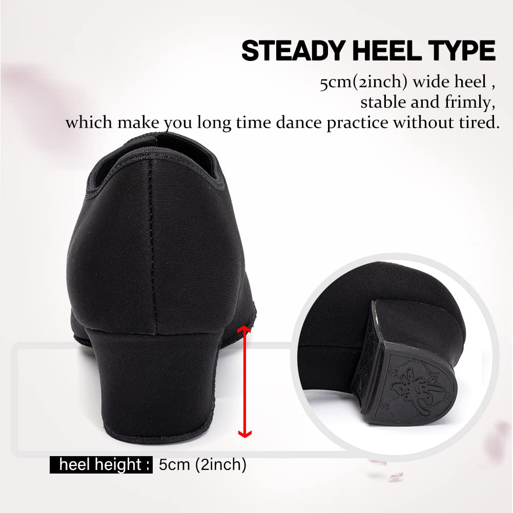 Professional Women's Ballroom Dance Shoes - Breathable Canvas Closed-Toe Salsa Shoes with Low Heel for Latin, Swing & Practice | Perfect for Social Dancing, Performances & Dance Classes