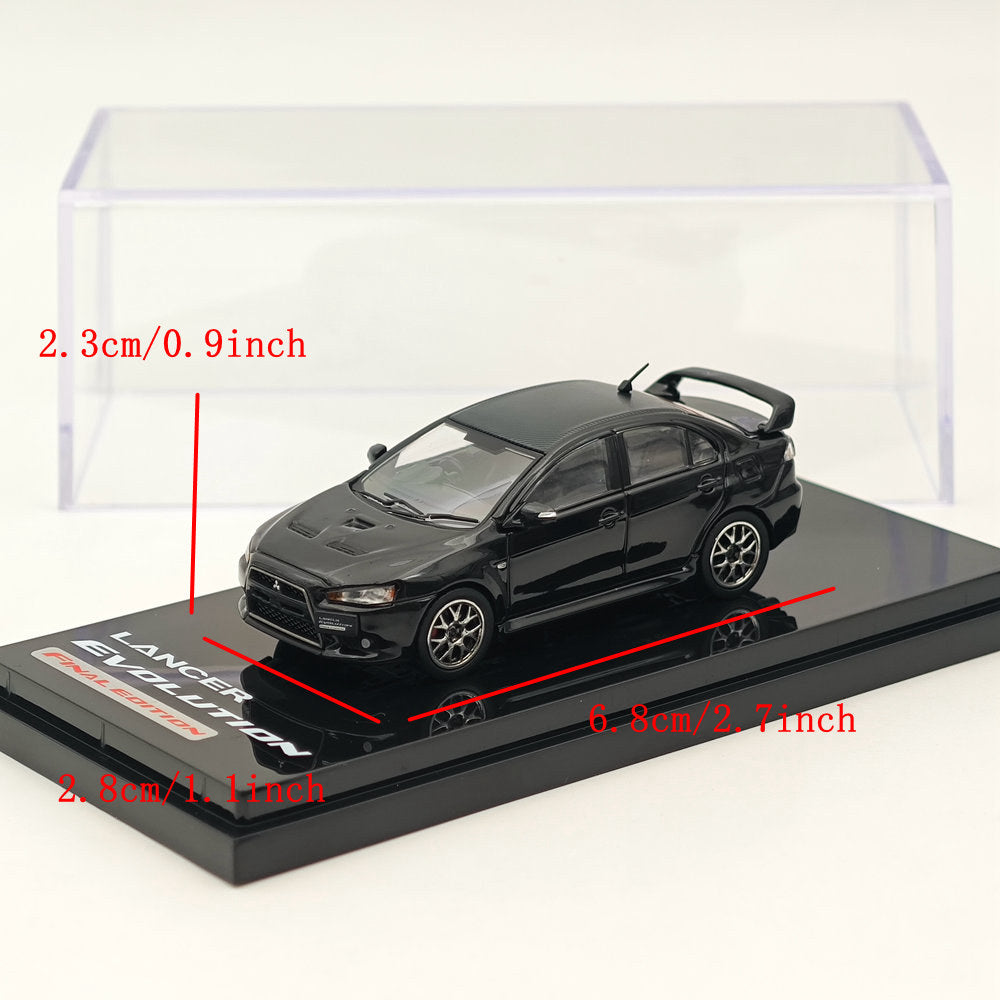 1/64 Mitsubishi Lancer Evolution X Final Edition Diecast Model Car - Phantom Black Pearl - Limited Collector's Edition (HJ642053BBK) | Perfect for Display, Racing Enthusiasts & Japanese Car Model Collections