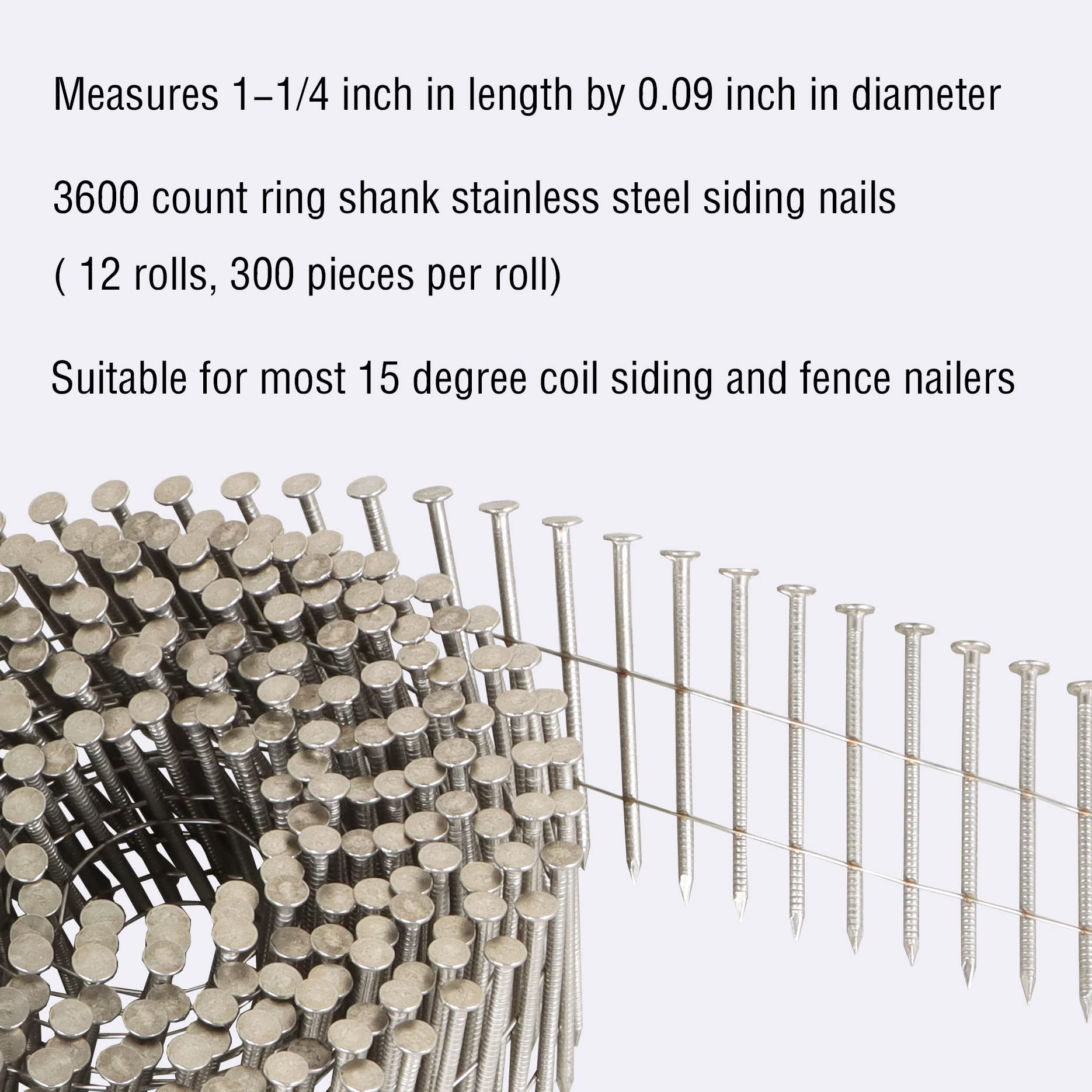 Premium Stainless Steel Siding Nails - 1-1/4