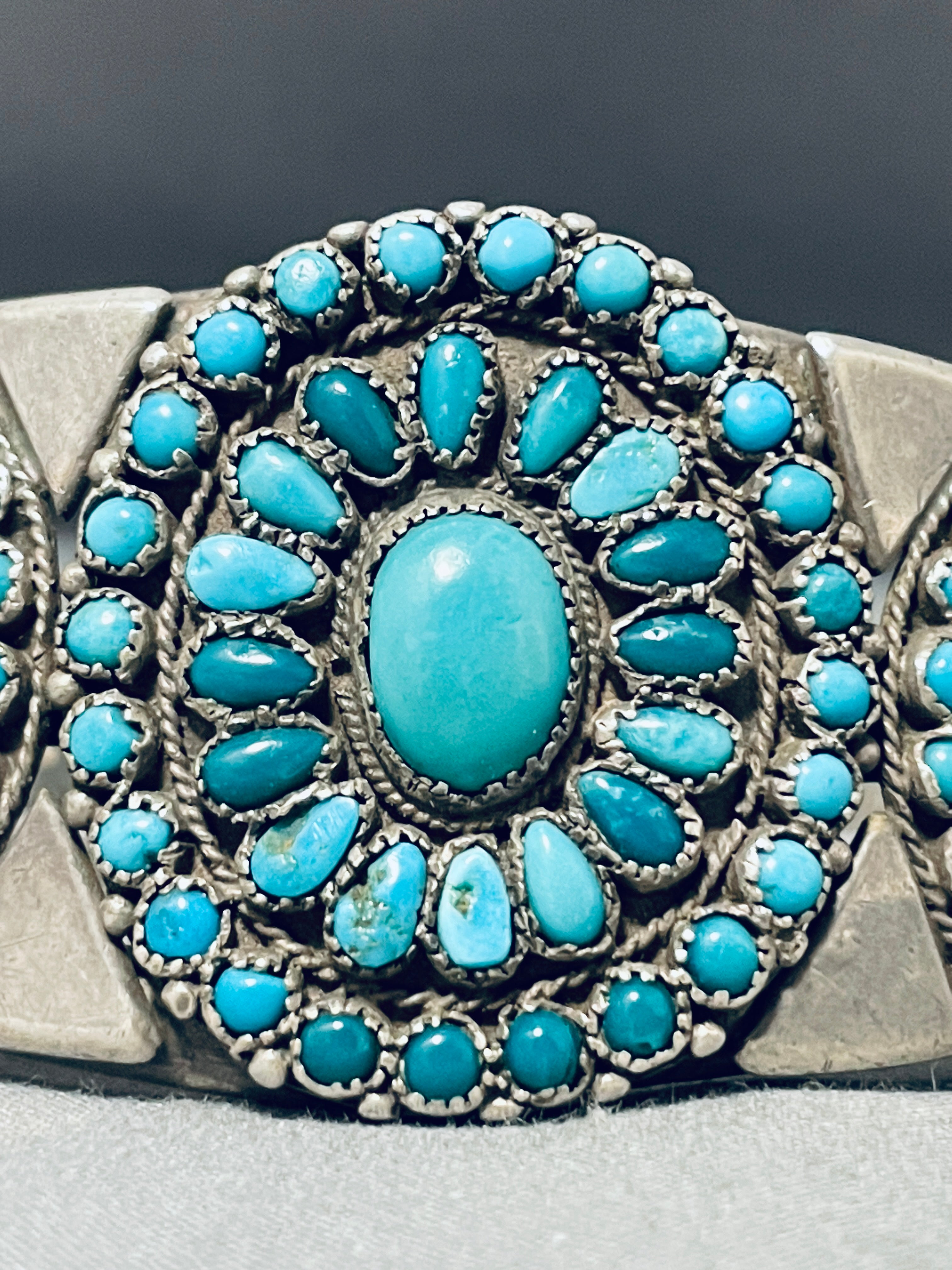 1920's Vintage Museum Native American Navajo Turquoise Sterling Silver Bracelet