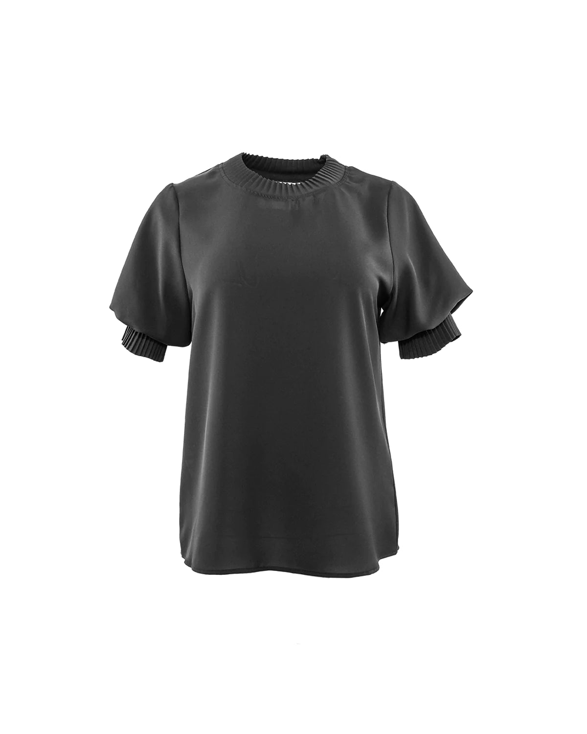 Dione Pleated Neck Top for Women - Elegant Black Blouse for Office, Party & Casual Wear | Trendy & Comfortable Fashion Top